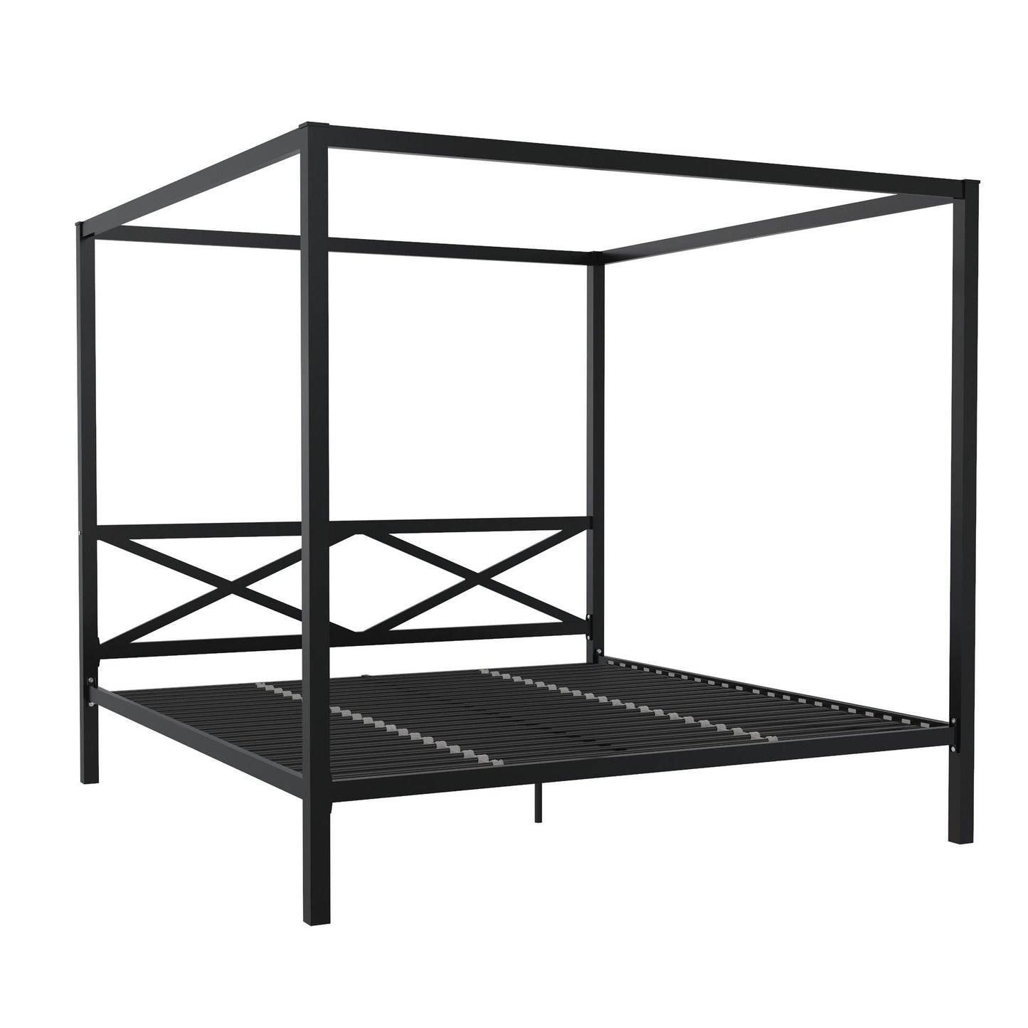DHP Remna King Metal Canopy Bed, Black - Black - King