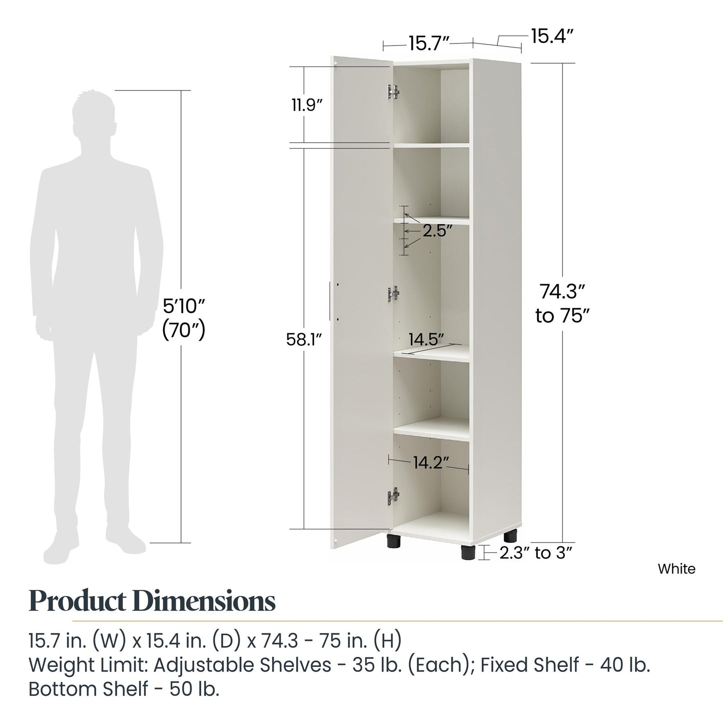 Loxley 16 In Wide 1 Door Shiplap Cabinet - White