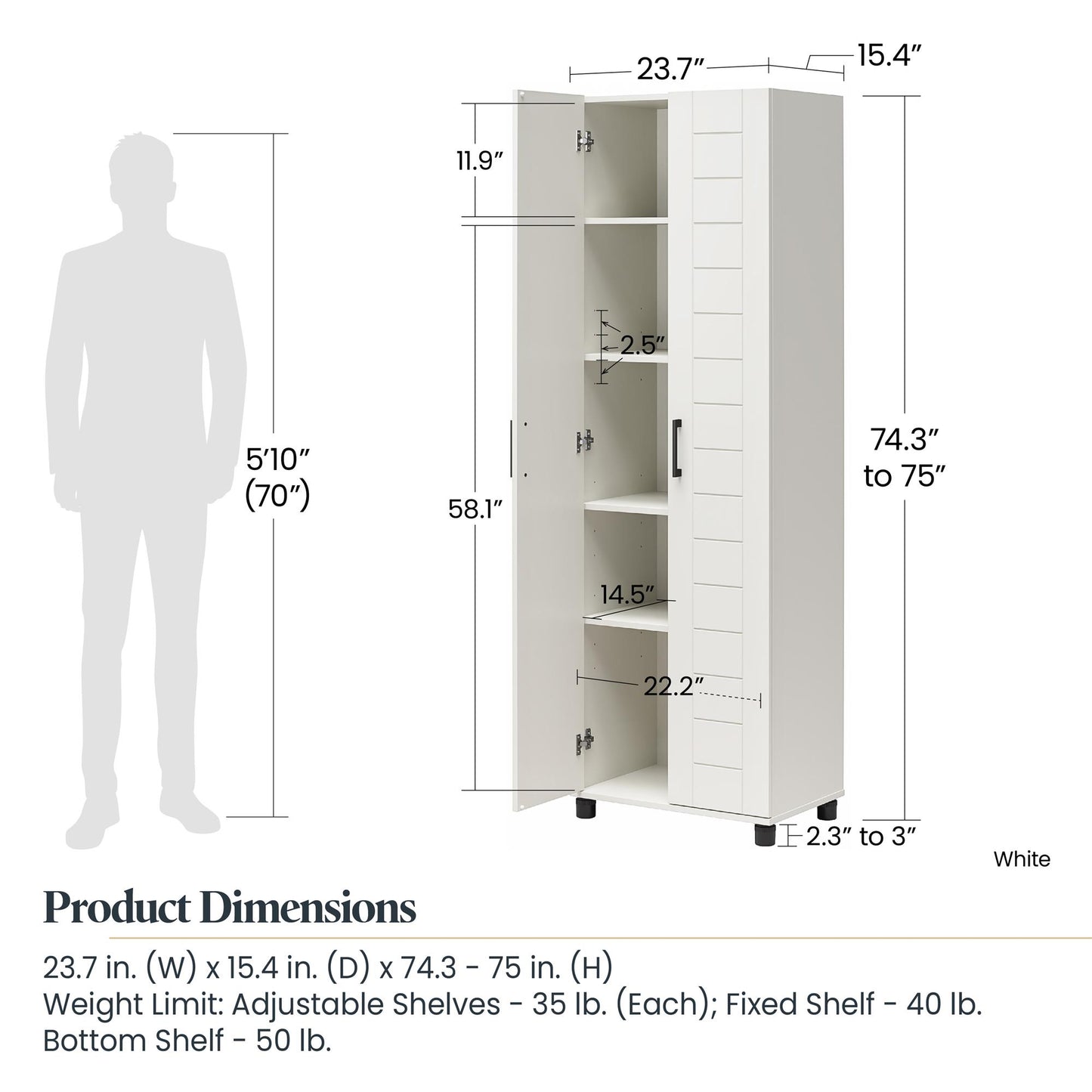 Loxley 24 In Wide 2 Door Shiplap Cabinet - White