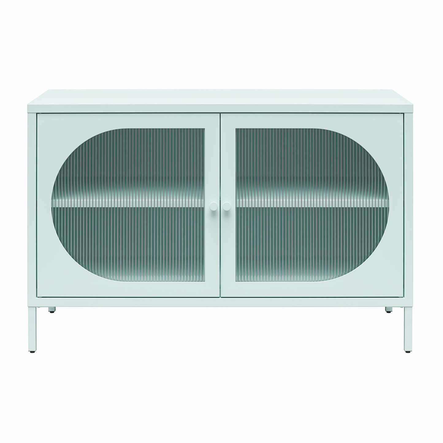 Luna Wide 2 Door Accent Cabinet with Fluted Glass, Sky Blue - Sky Blue