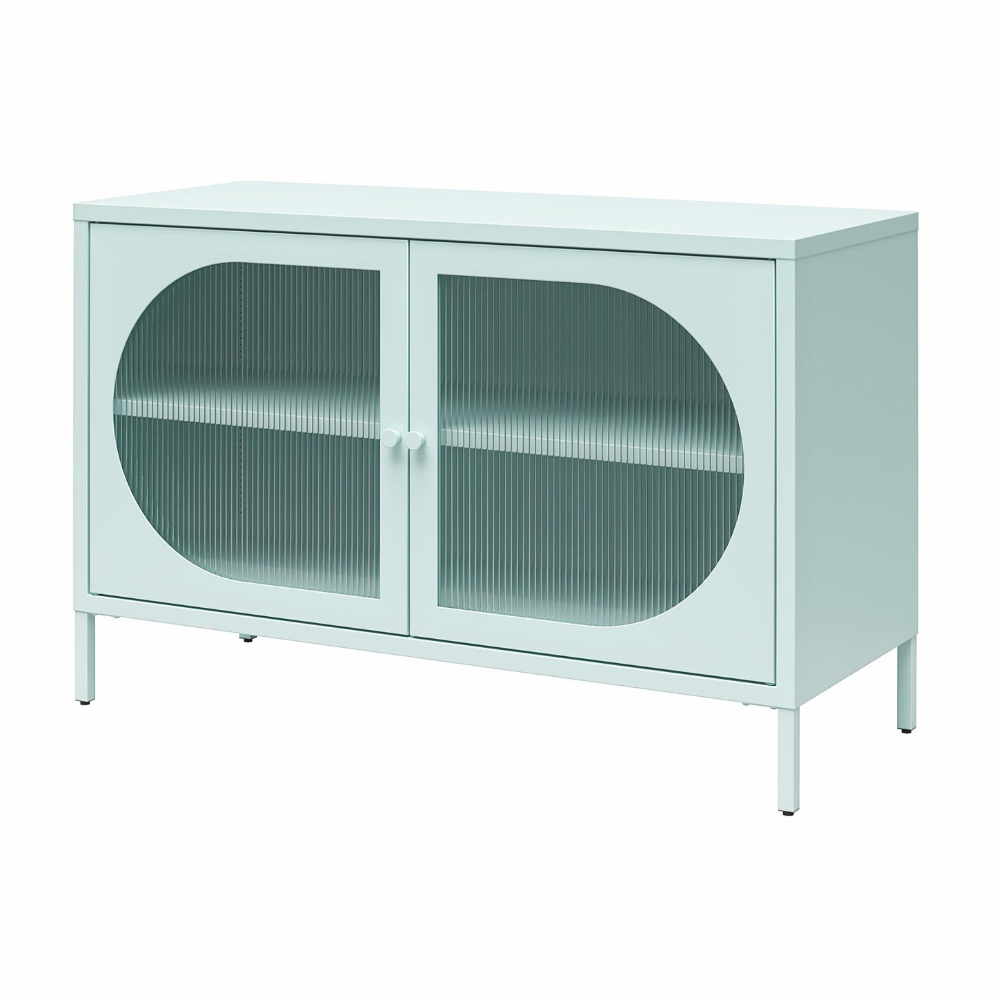 Luna Wide 2 Door Accent Cabinet with Fluted Glass, Sky Blue - Sky Blue