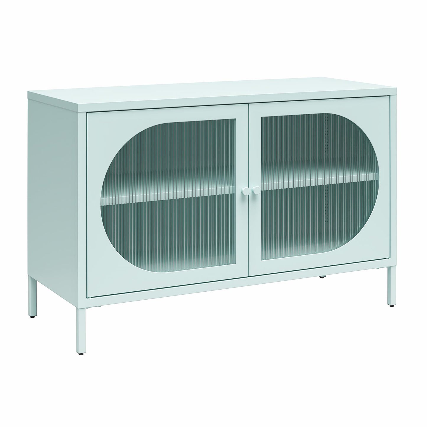 Luna Wide 2 Door Accent Cabinet with Fluted Glass, Sky Blue - Sky Blue