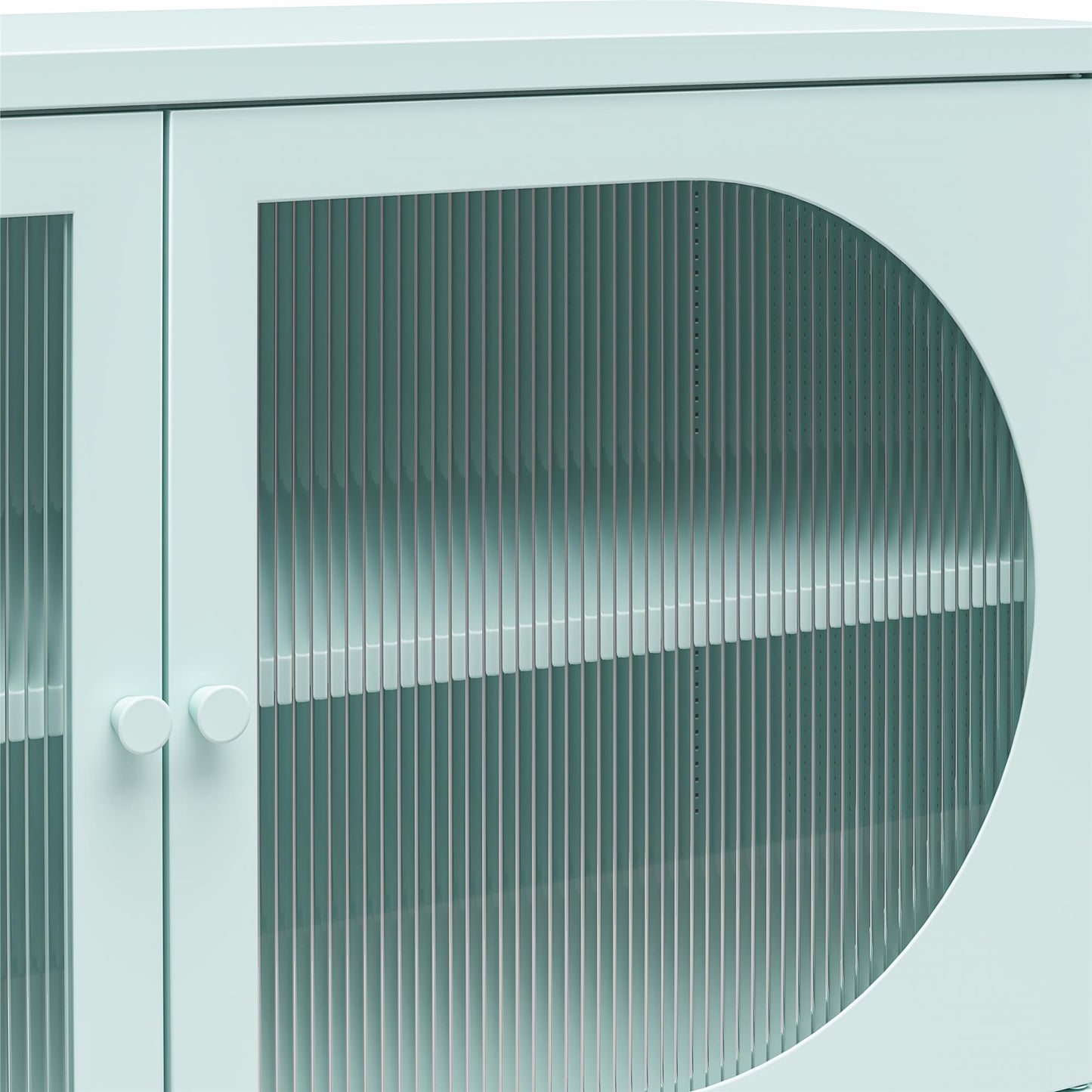 Luna Wide 2 Door Accent Cabinet with Fluted Glass, Sky Blue - Sky Blue