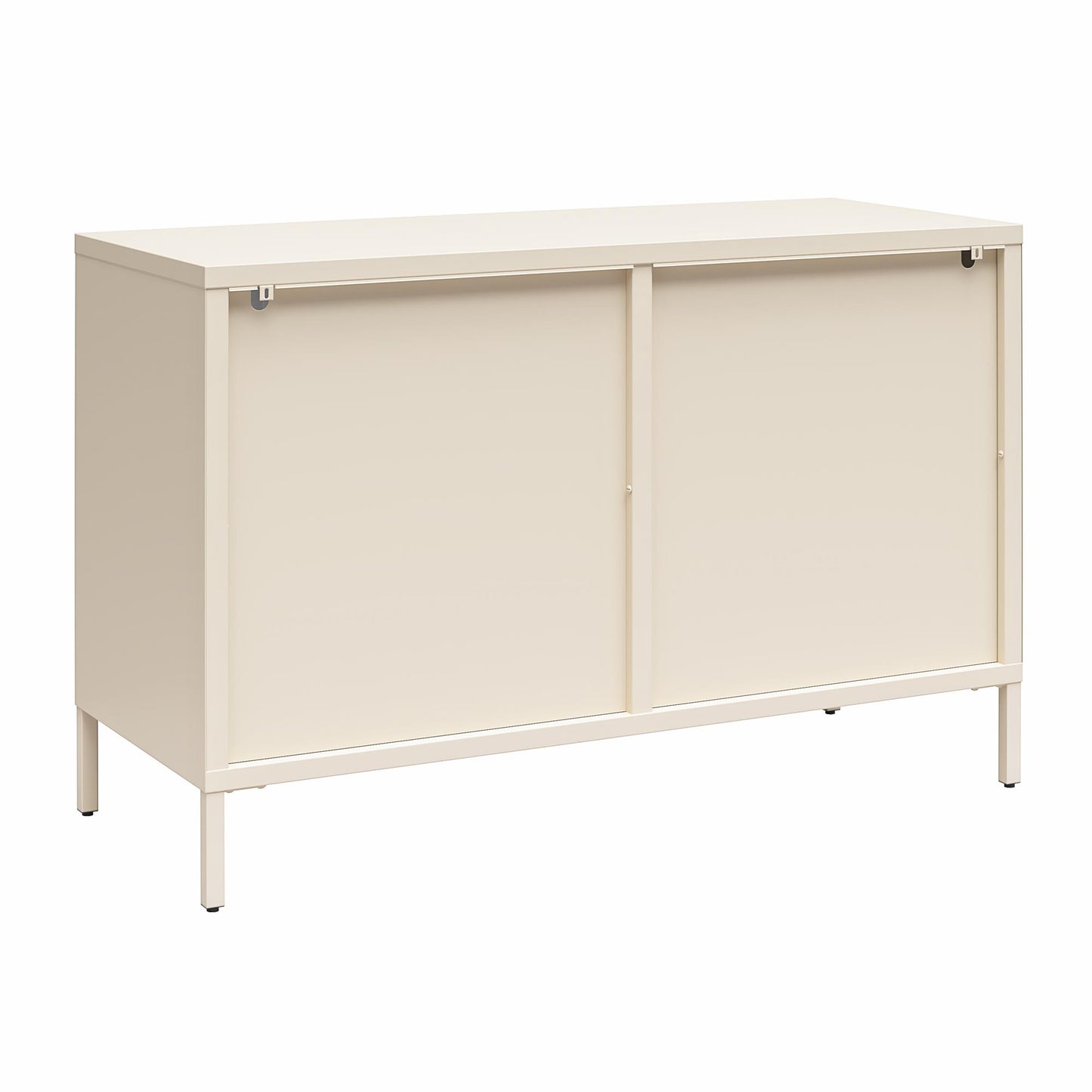 Luna Wide 2 Door Accent Cabinet with Fluted Glass, Parchment - Parchment