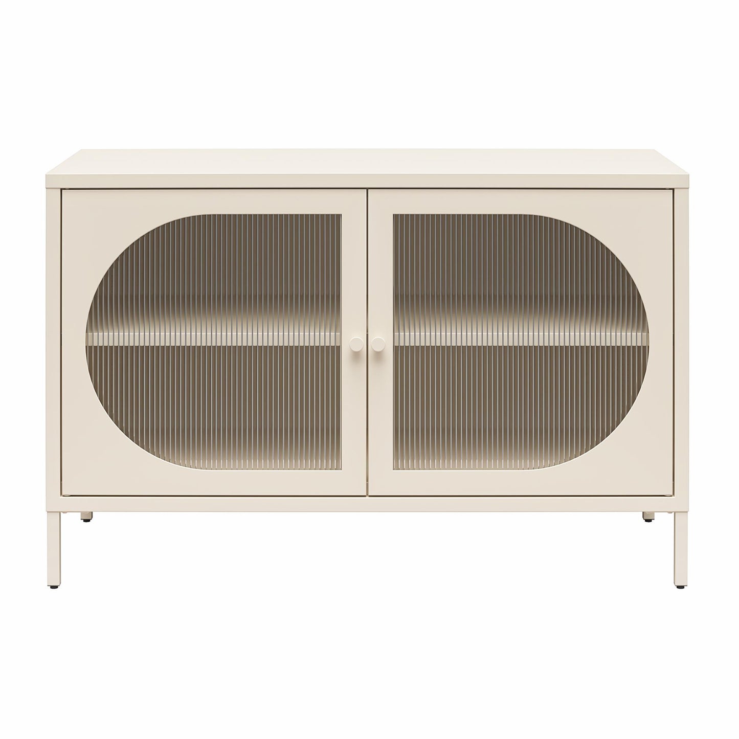 Luna Wide 2 Door Accent Cabinet with Fluted Glass, Parchment - Parchment