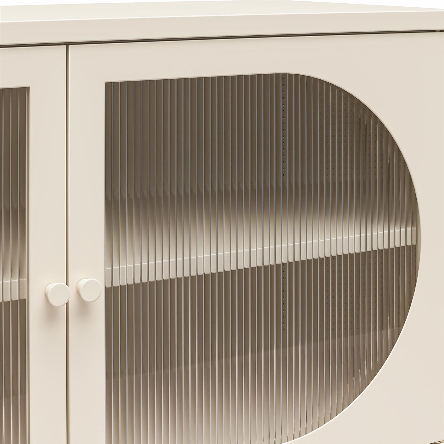 Luna Wide 2 Door Accent Cabinet with Fluted Glass, Parchment - Parchment