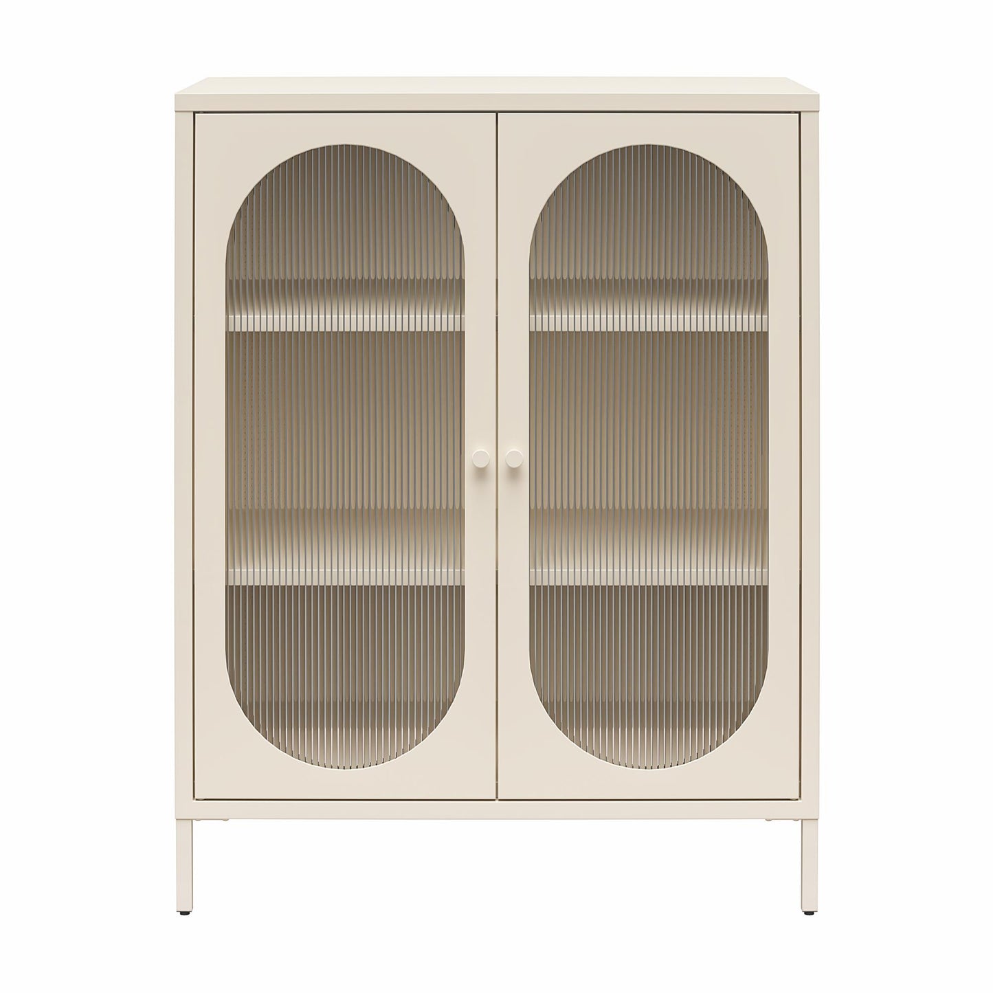 Luna Short 2 Door Accent Cabinet with Fluted Glass - Parchment