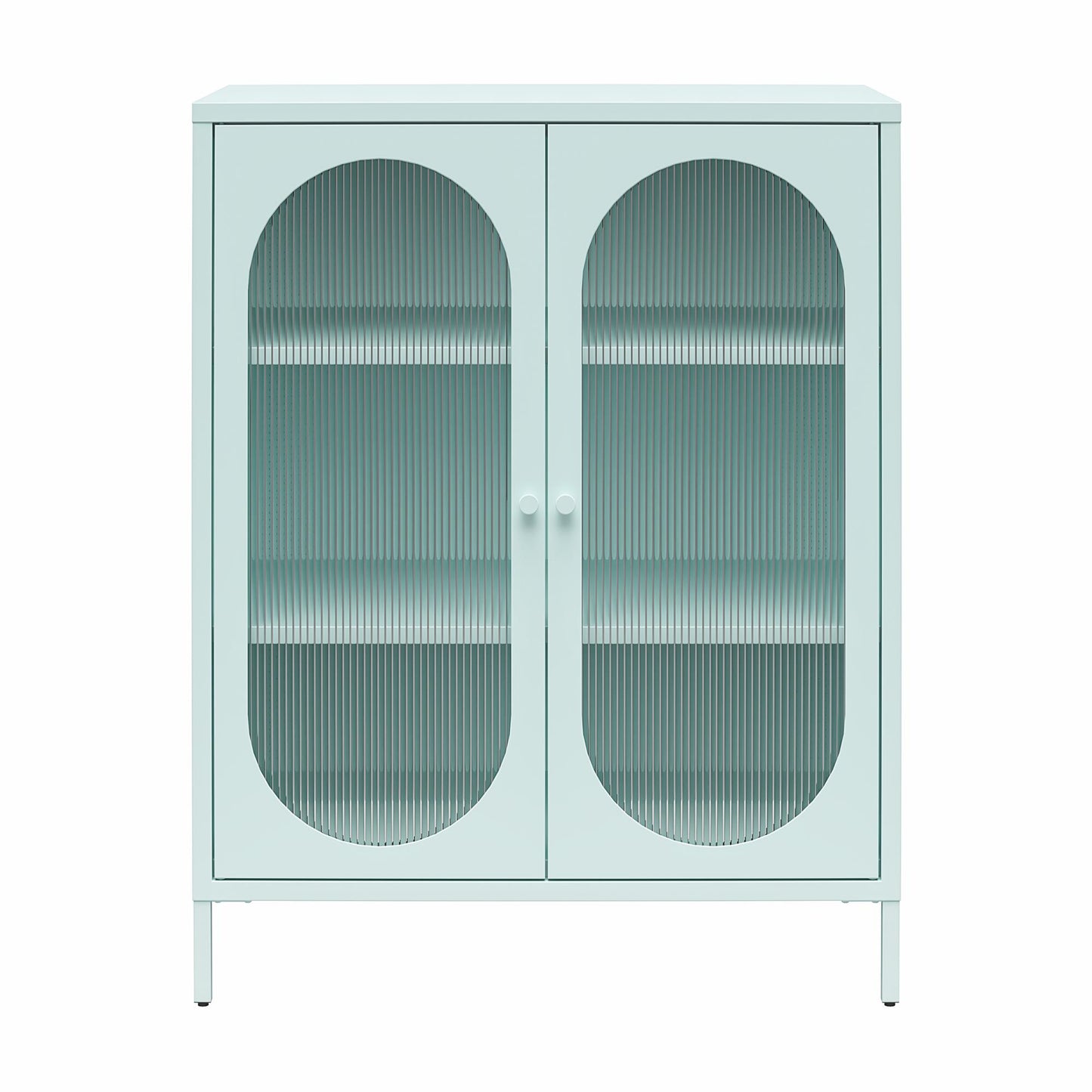 Luna Short 2 Door Accent Cabinet with Fluted Glass - Sky Blue