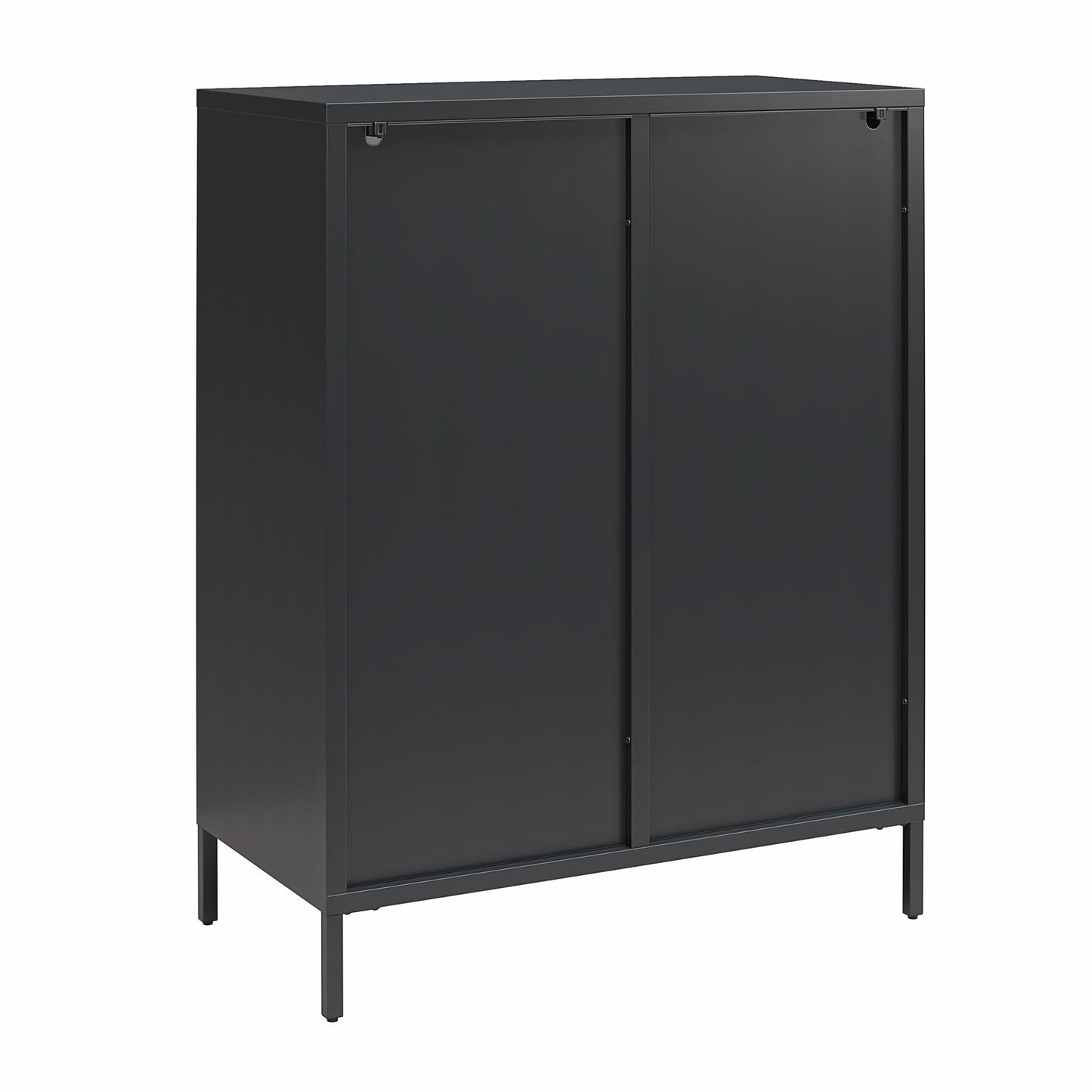 Luna Short 2 Door Accent Cabinet with Fluted Glass - Black