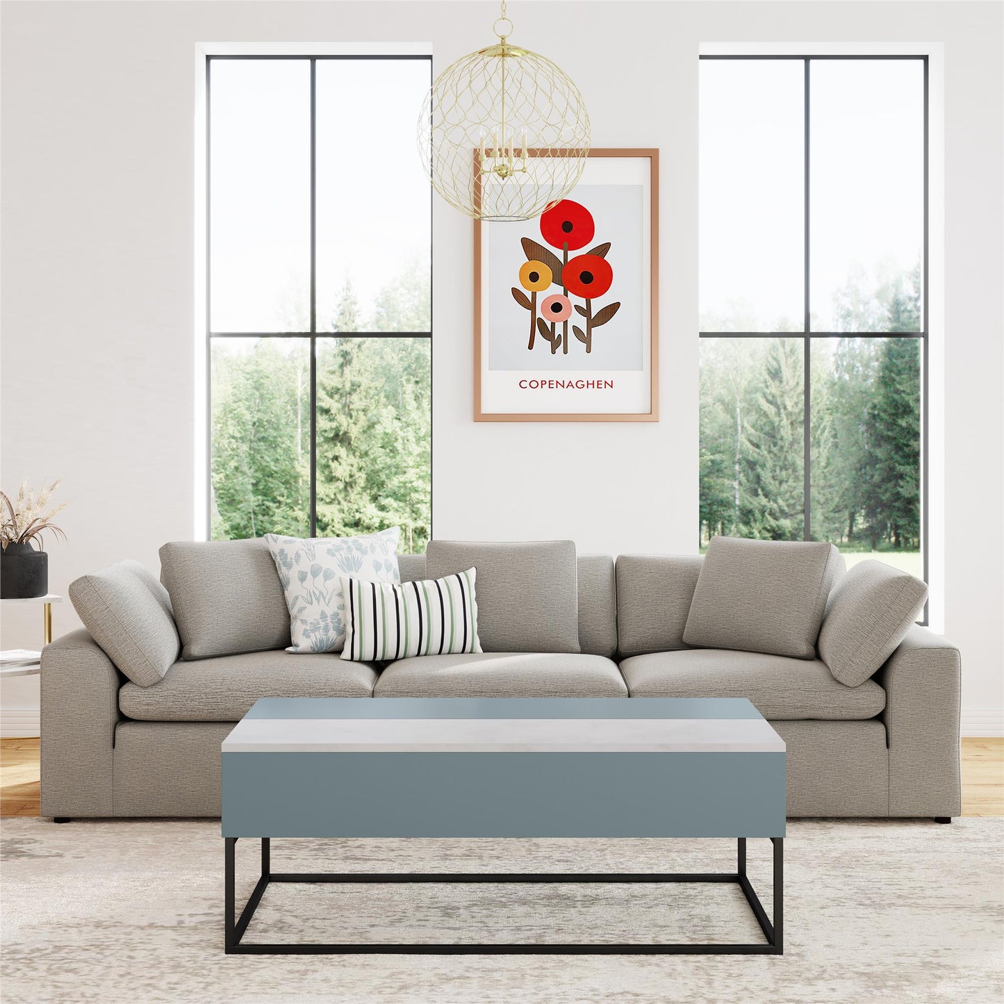 Perry Lift-Top Coffee Table - Powder Blue