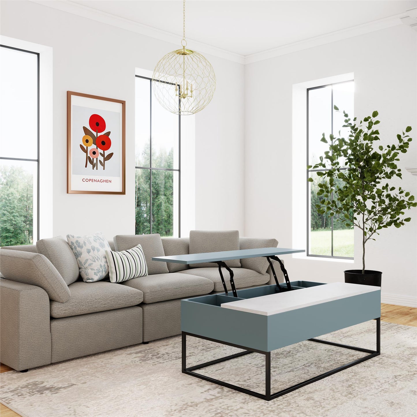 Perry Lift-Top Coffee Table - Powder Blue