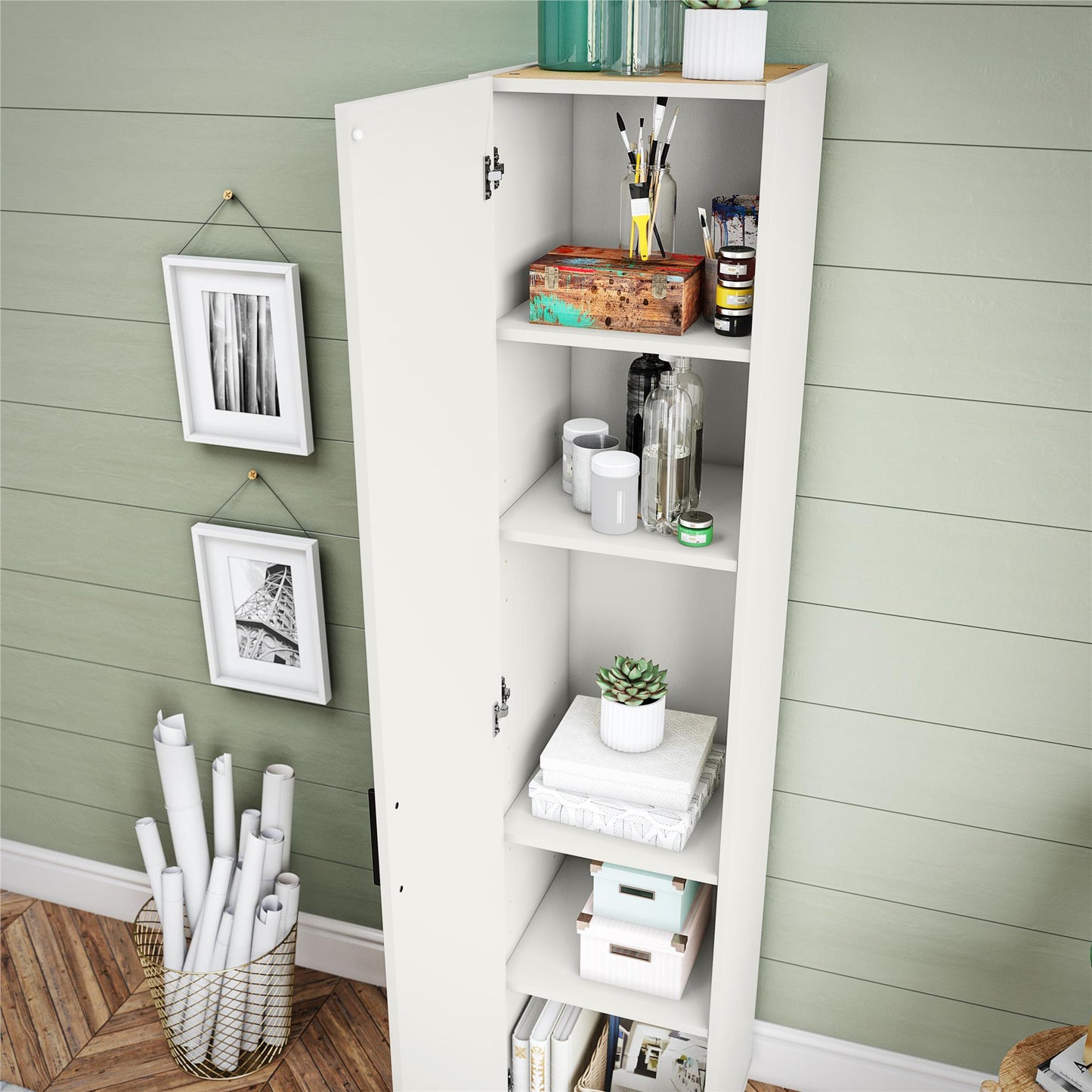 Loxley 16 In Wide 1 Door Shiplap Cabinet - White