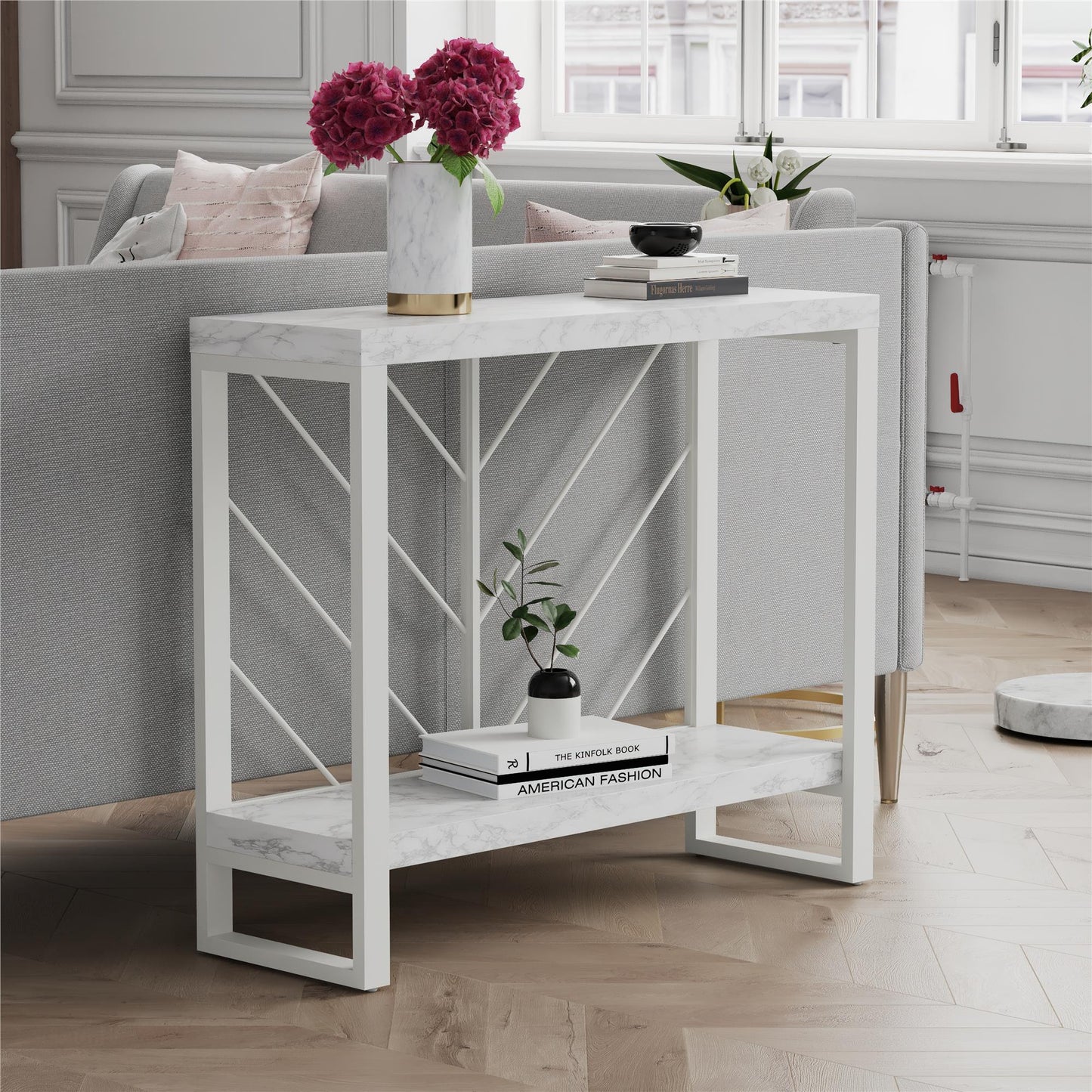 Brielle Console Table - White marble