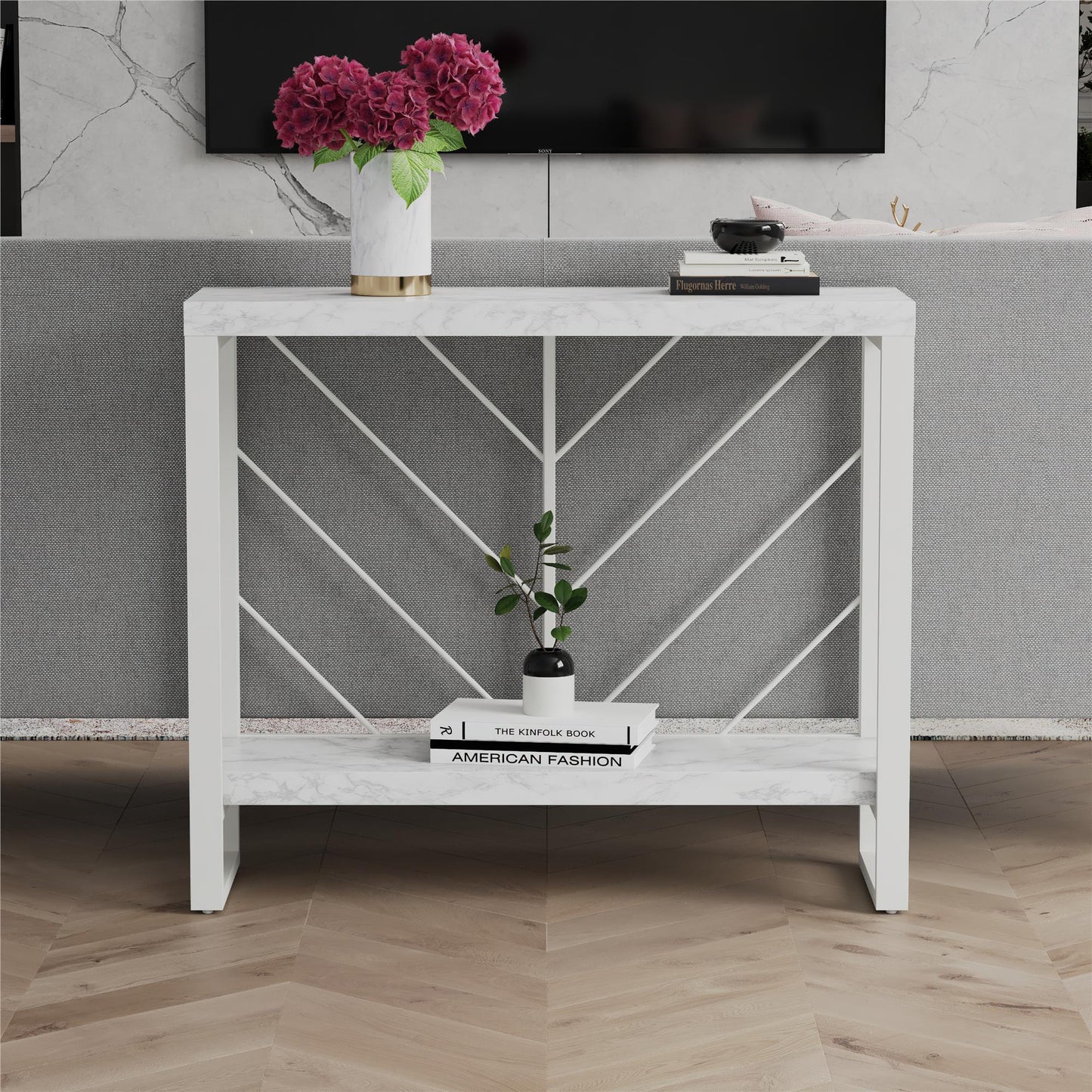 Brielle Console Table - White marble
