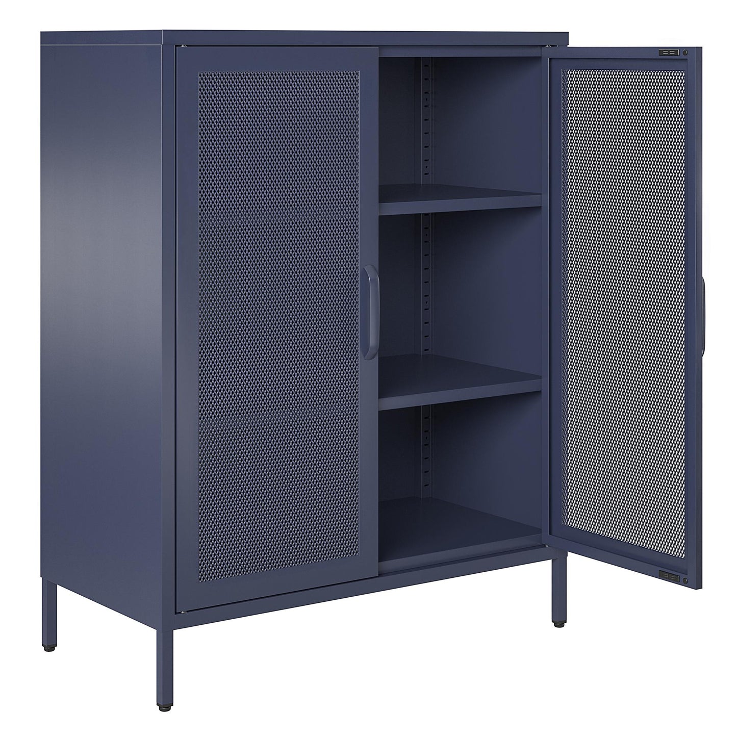 Novogratz Channing 2 Door Accent Cabinet-Mesh Metal Locker - Navy