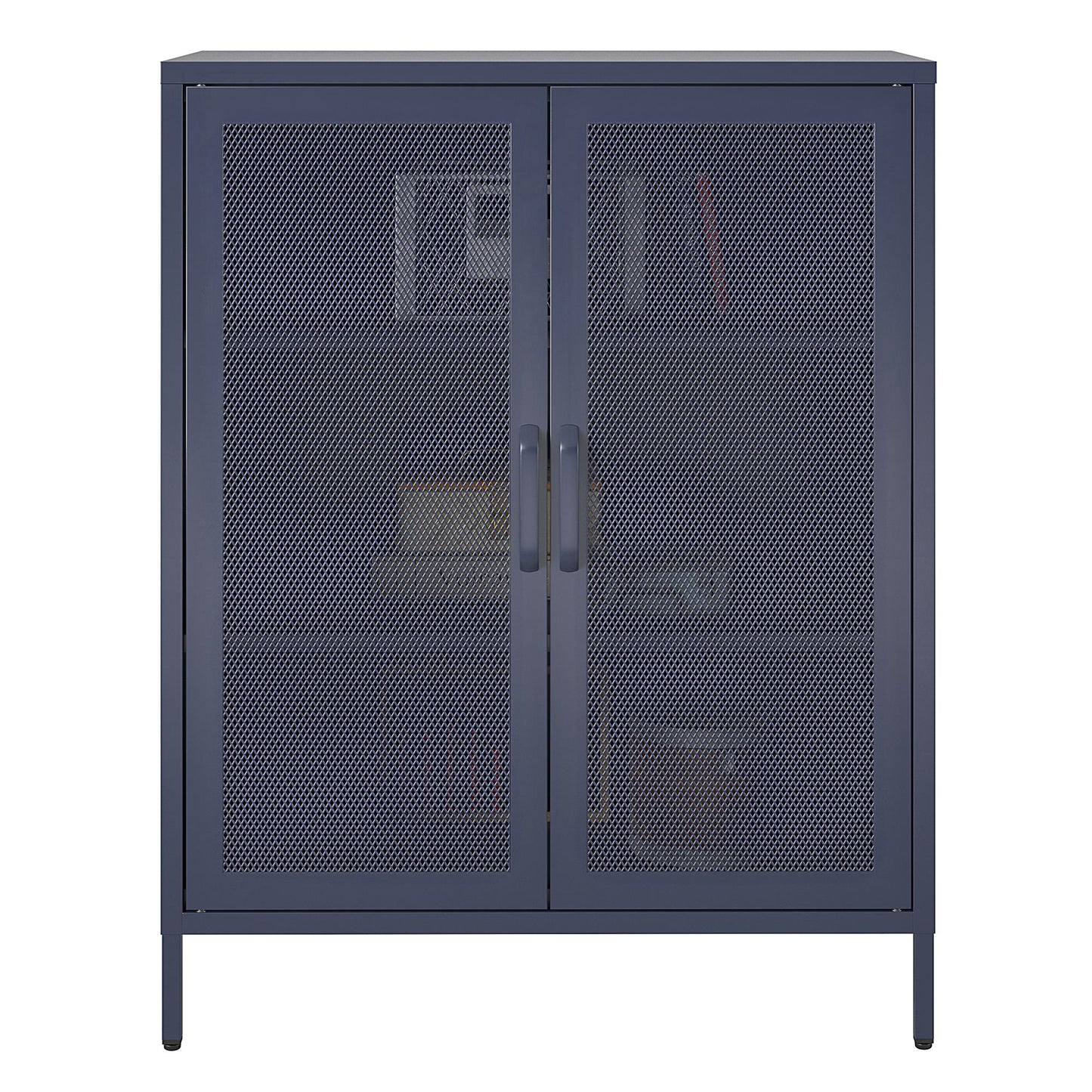 Novogratz Channing 2 Door Accent Cabinet-Mesh Metal Locker - Navy