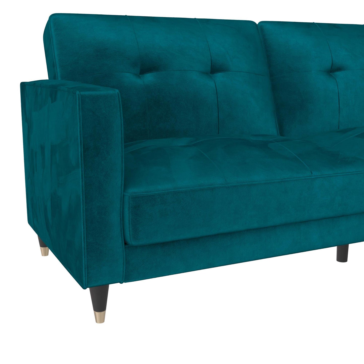 DHP Penelope Pin Tufted Futon, Green Velvet - Green