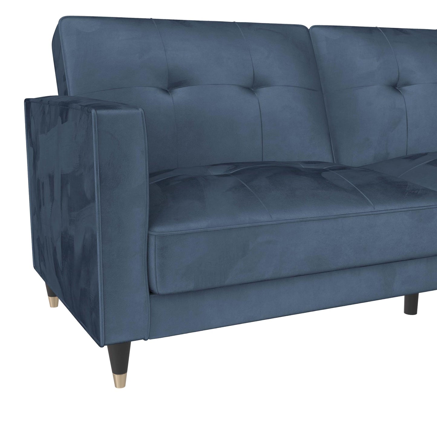 DHP Penelope Pin Tufted Futon, Blue Velvet - Blue