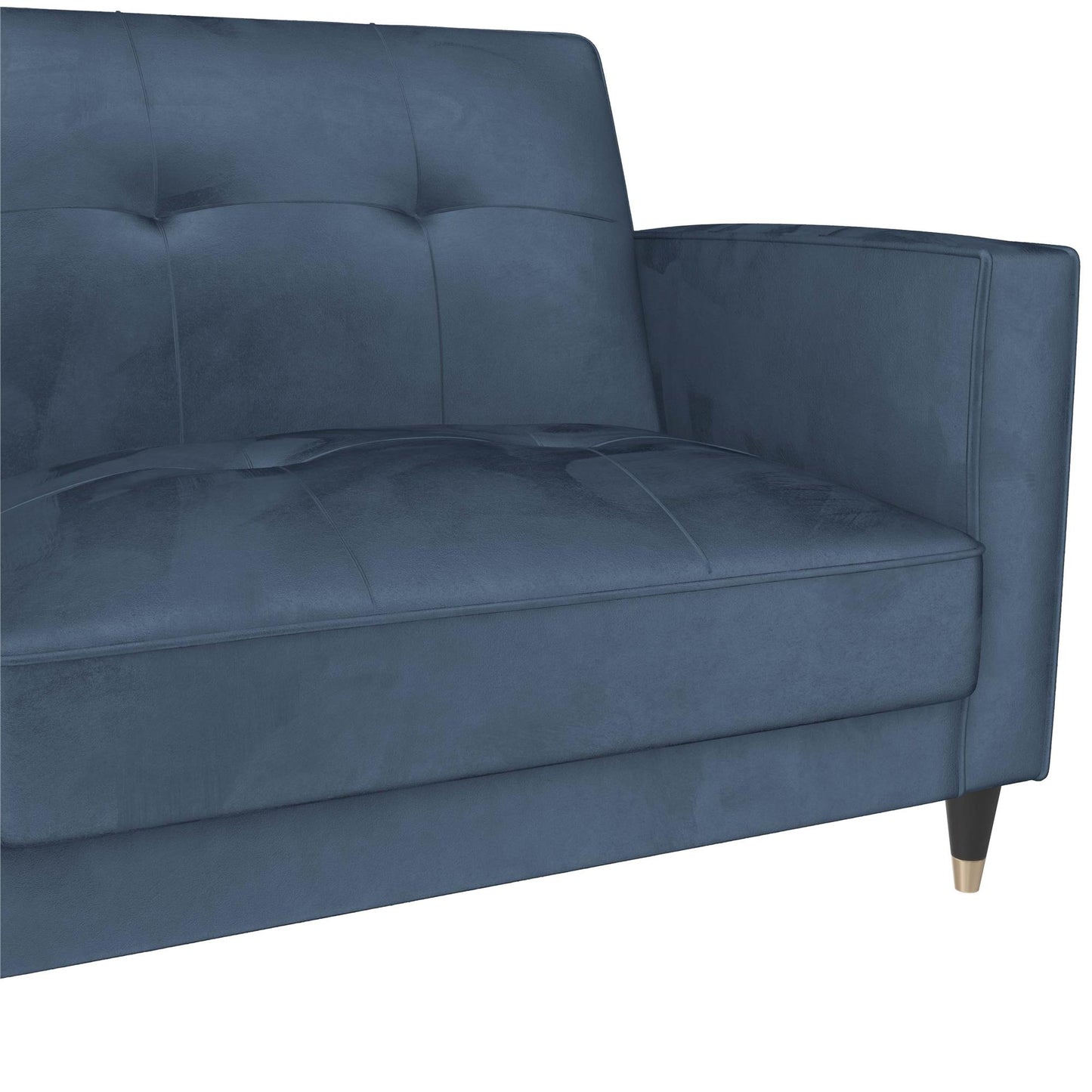 DHP Penelope Pin Tufted Futon, Blue Velvet - Blue