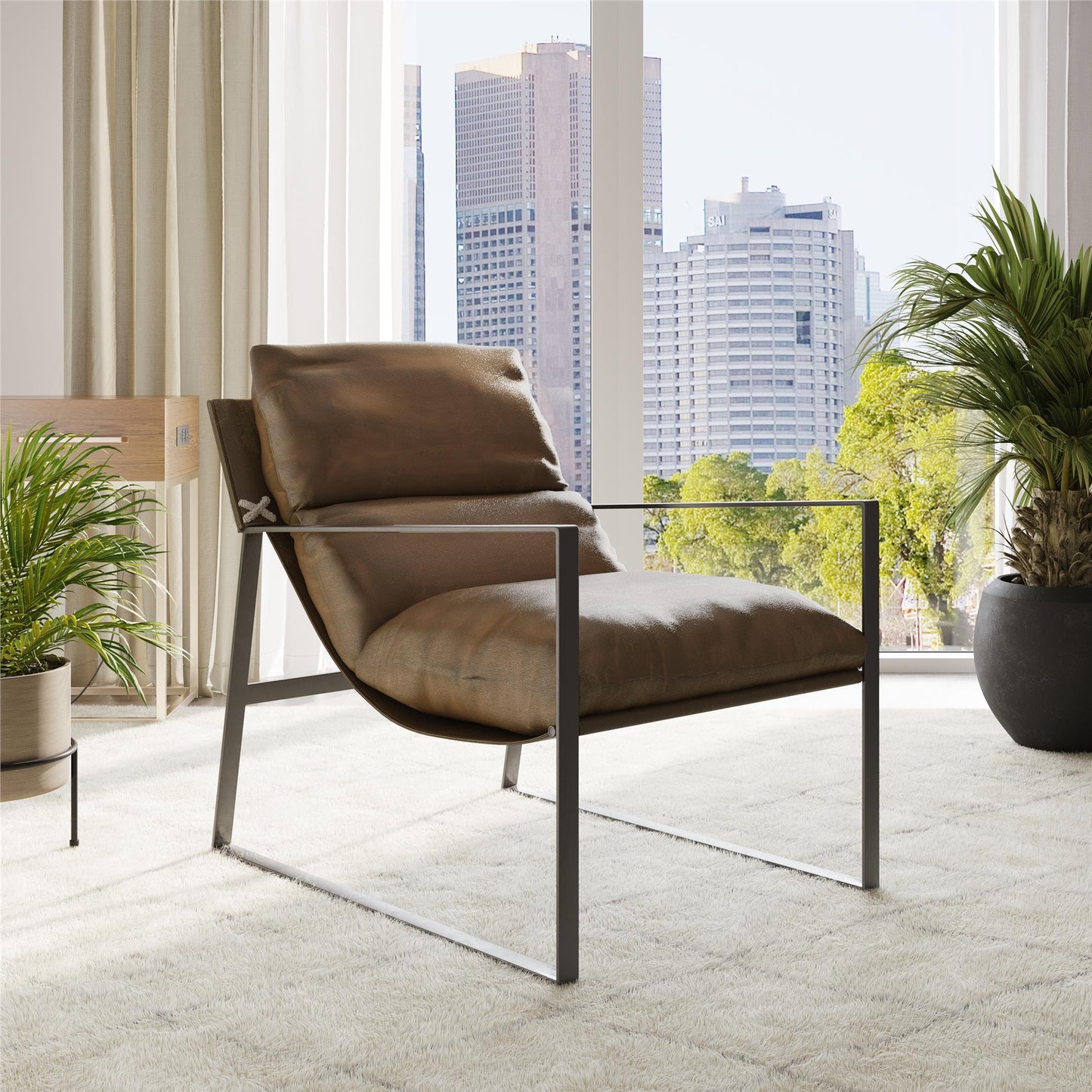 Varick Faux Leather Accent Chair - Acorn