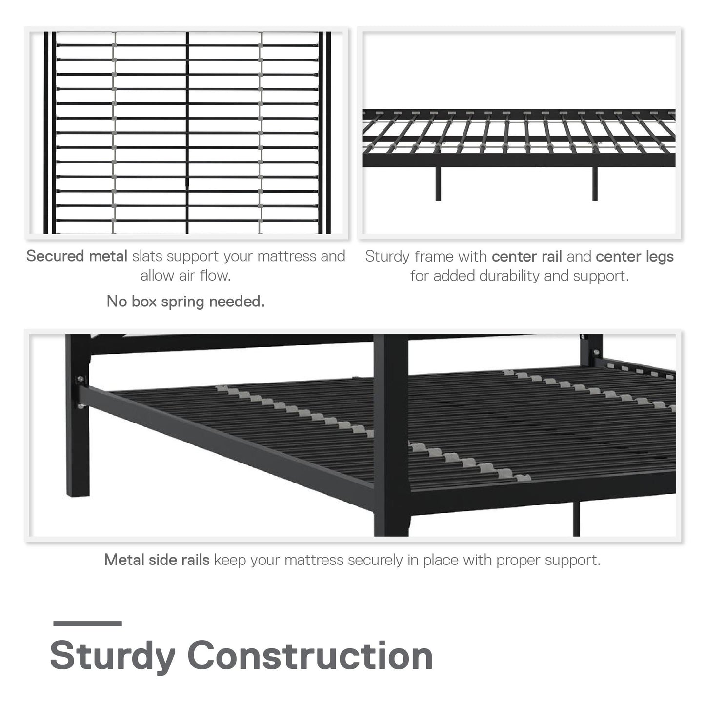 DHP Remna Queen Metal Canopy Bed, Black - Black - Queen