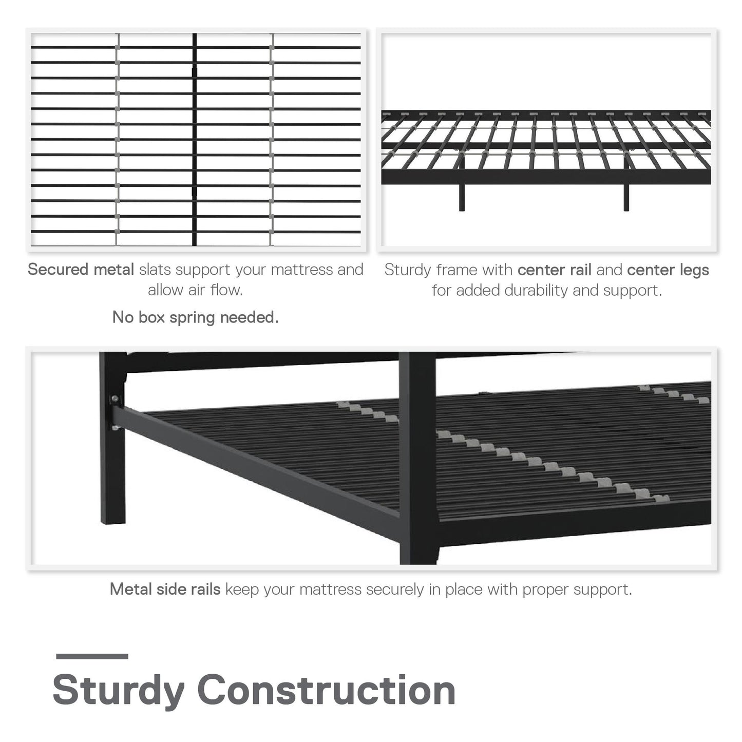 DHP Remna King Metal Canopy Bed, Black - Black - King