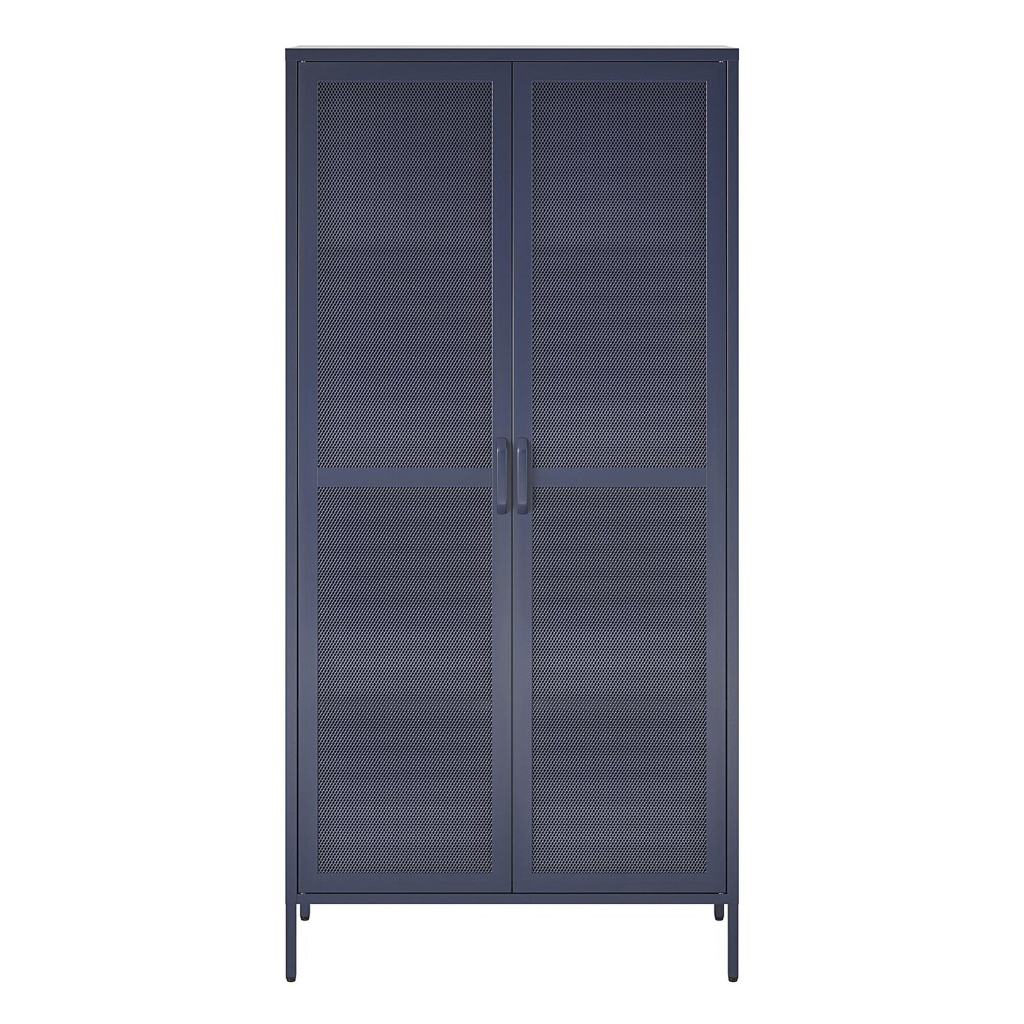 Novogratz Channing Tall 2 Door Storage Cabinet-Mesh Metal Locker - Navy