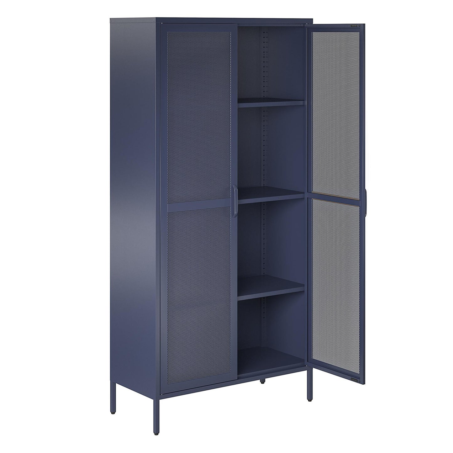 Novogratz Channing Tall 2 Door Storage Cabinet-Mesh Metal Locker - Navy