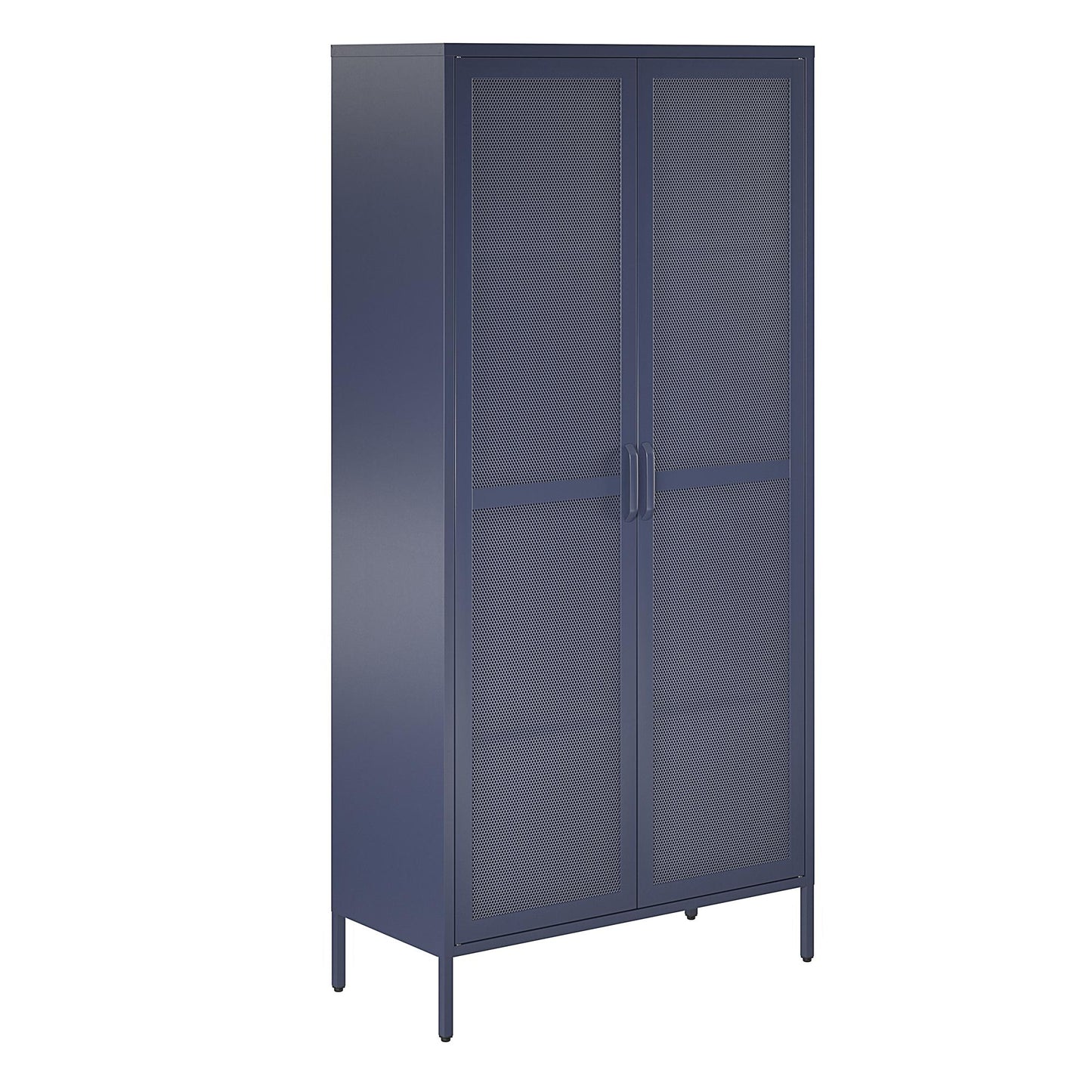 Novogratz Channing Tall 2 Door Storage Cabinet-Mesh Metal Locker - Navy