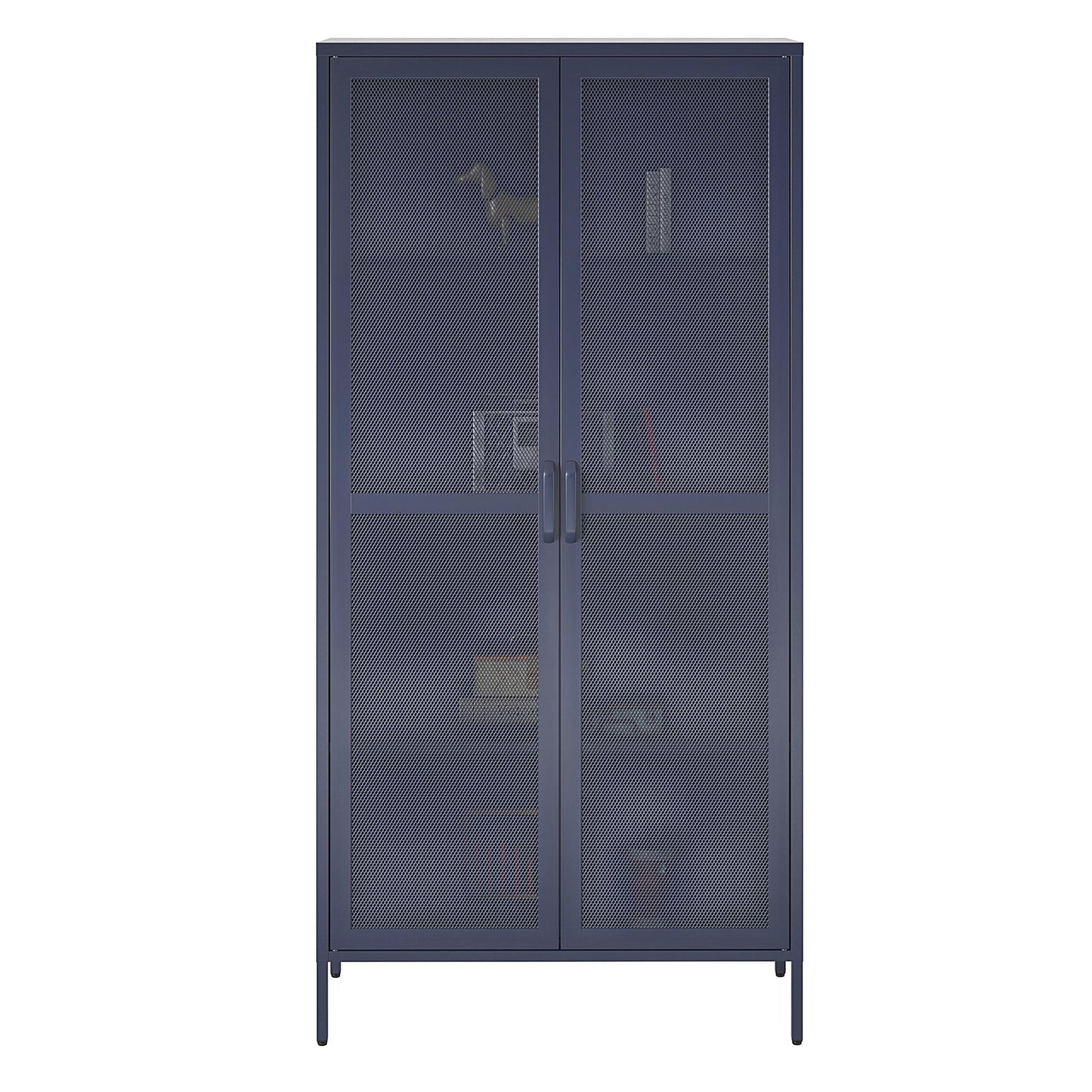 Novogratz Channing Tall 2 Door Storage Cabinet-Mesh Metal Locker - Navy