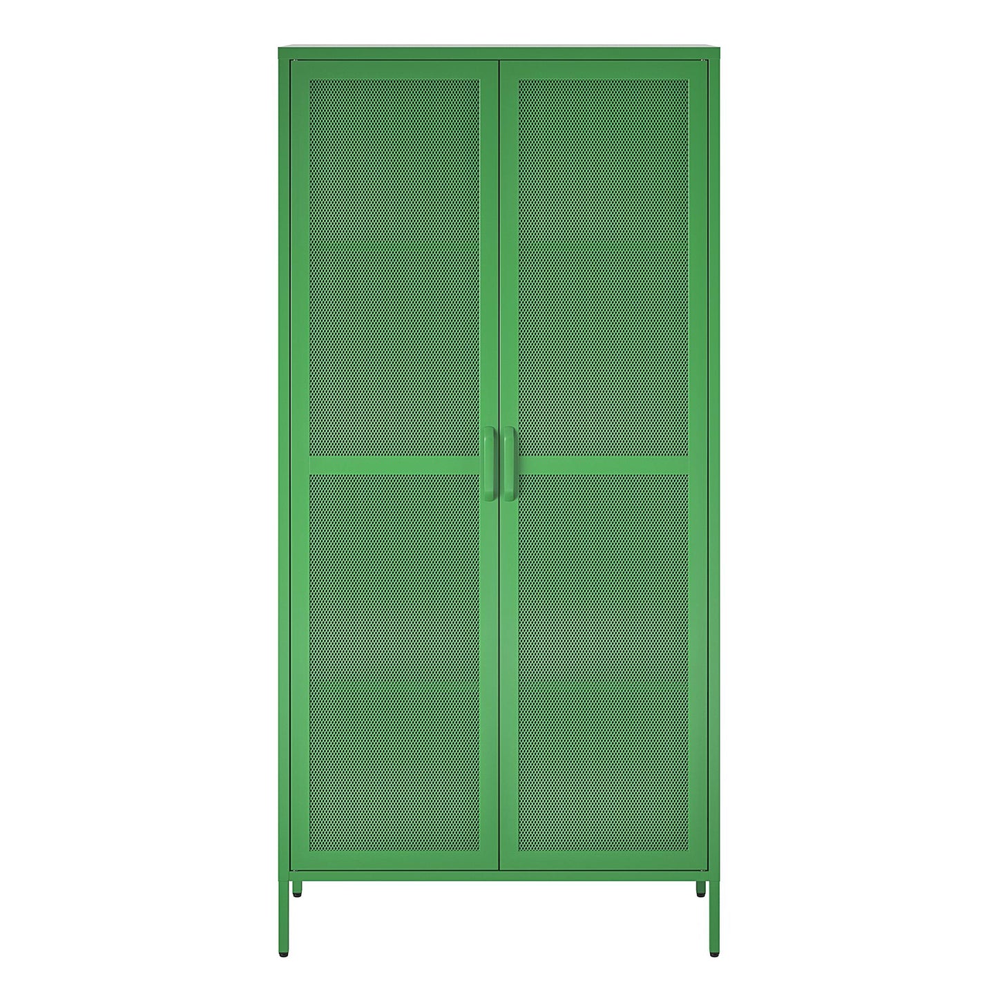 Novogratz Channing Tall 2 Door Storage Cabinet-Mesh Metal Locker - Kelly Green