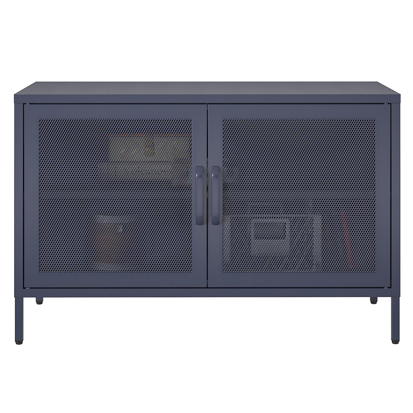 Novogratz Channing 2 Door Storage Cabinet-Mesh Metal Locker - Navy
