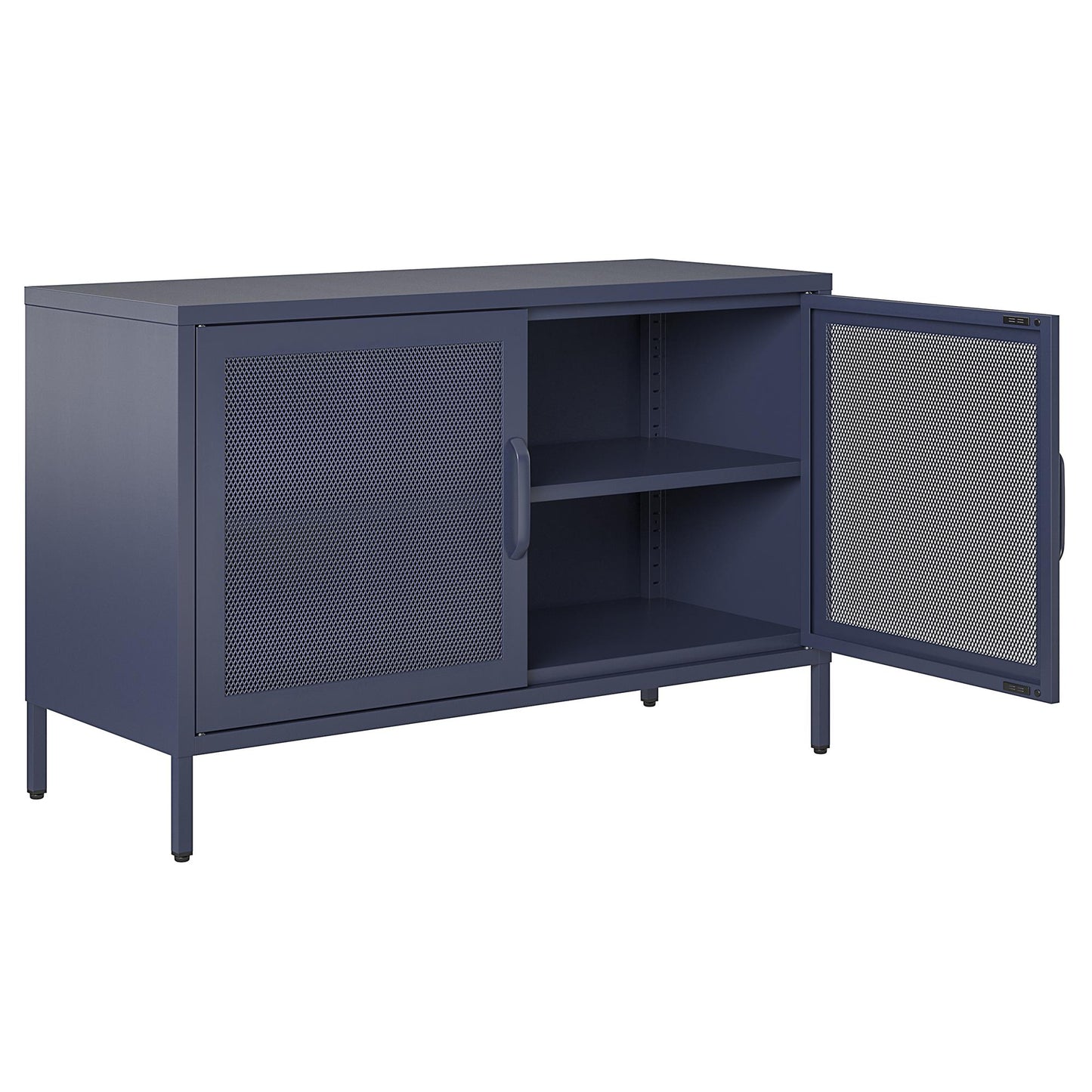 Novogratz Channing 2 Door Storage Cabinet-Mesh Metal Locker - Navy