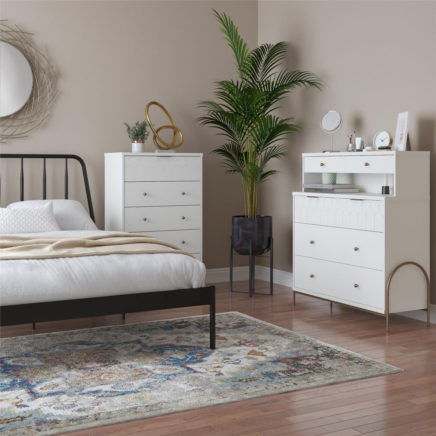 Anastasia 4 Drawer Dresser with Hutch - White