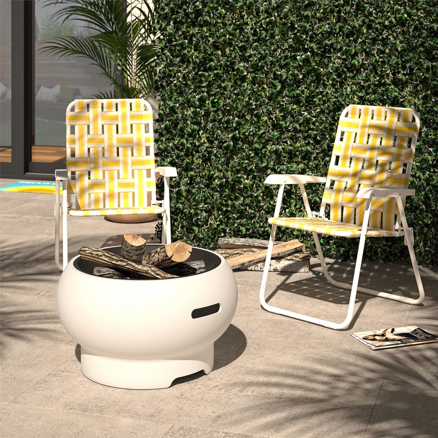 Novogratz Poolside Gossip, Priscilla Folding Chairs, 2-Pack, Yellow - Yellow - 2-Pack