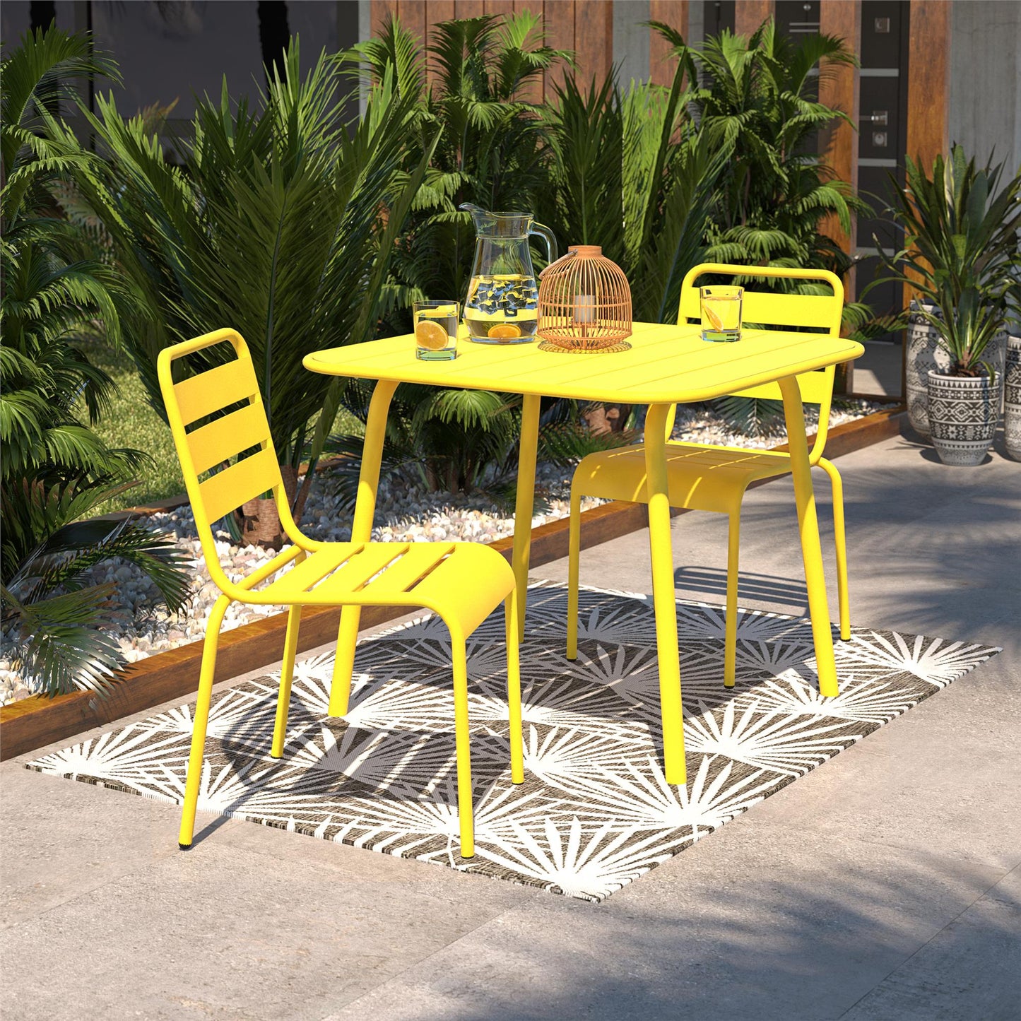 Poolside Gossip June Outdoor/Indoor Stacking Dining Chairs Set - Yellow - 2-Pack