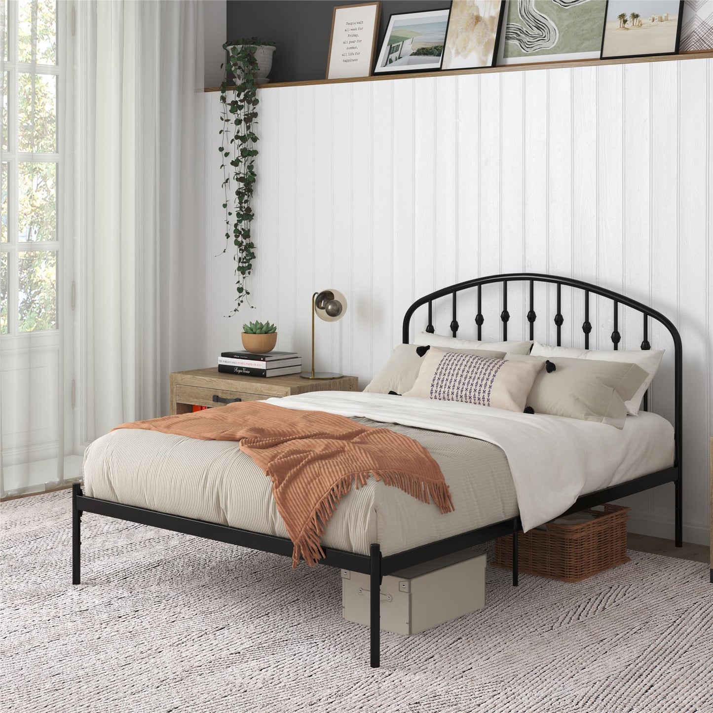 DHP Narla Metal Platform Bed Frame, Full, Black - Black - Full