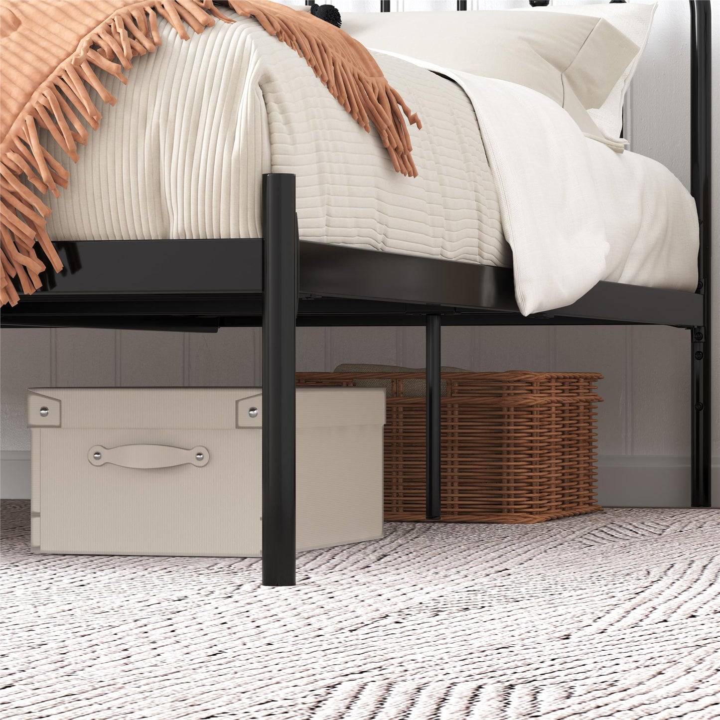 DHP Narla Metal Platform Bed Frame, Queen, Black - Black - Queen