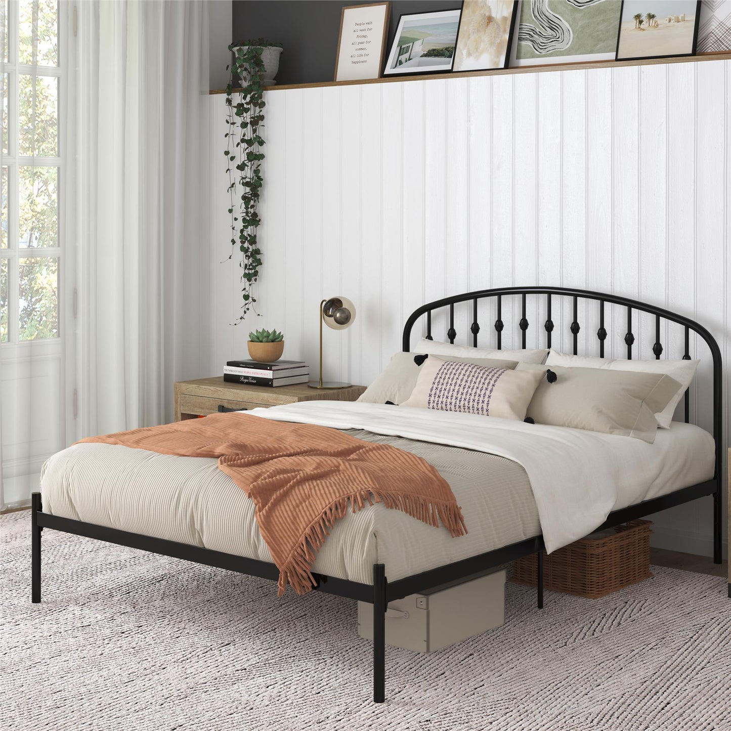DHP Narla Metal Platform Bed Frame, Queen, Black - Black - Queen