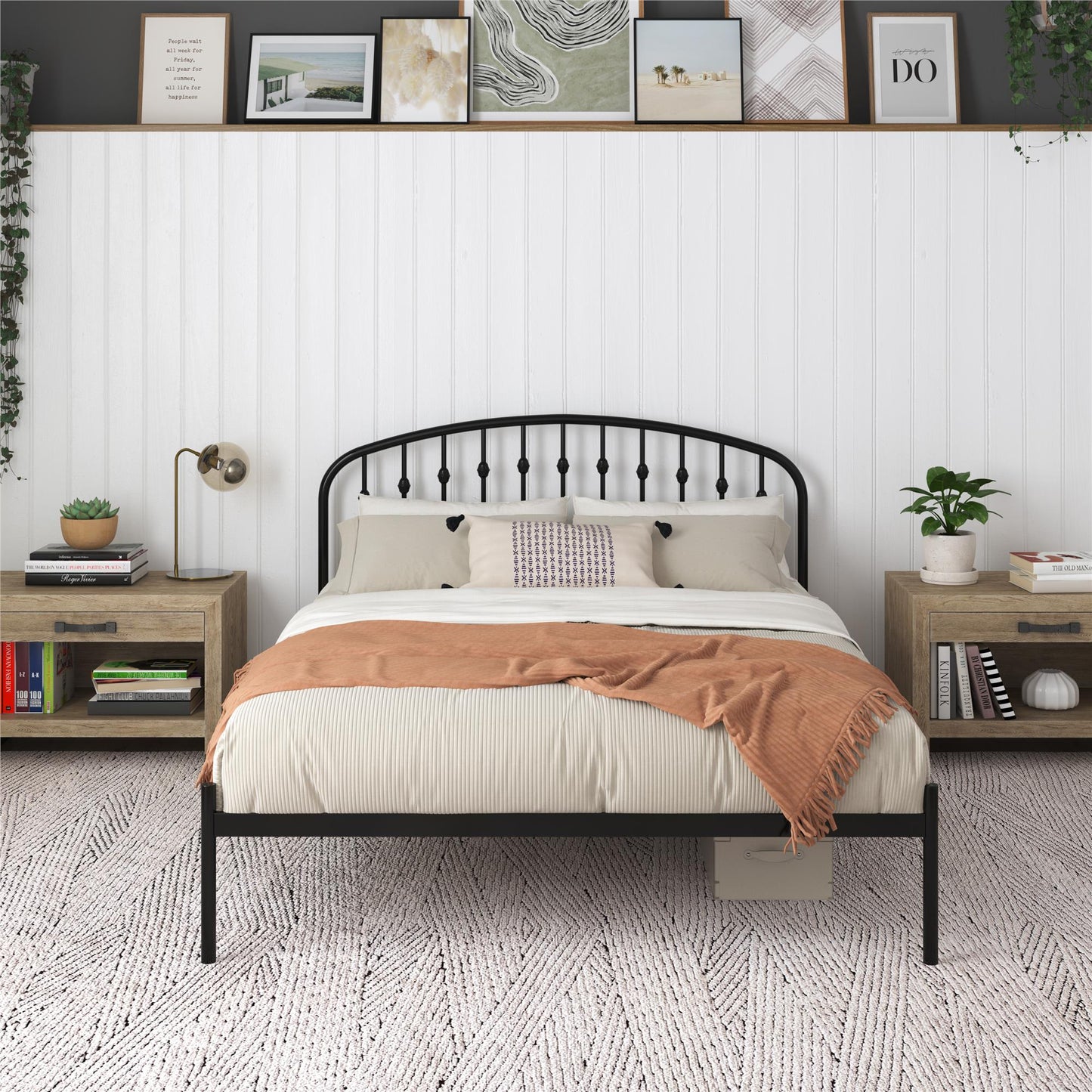 DHP Narla Metal Platform Bed Frame, Queen, Black - Black - Queen