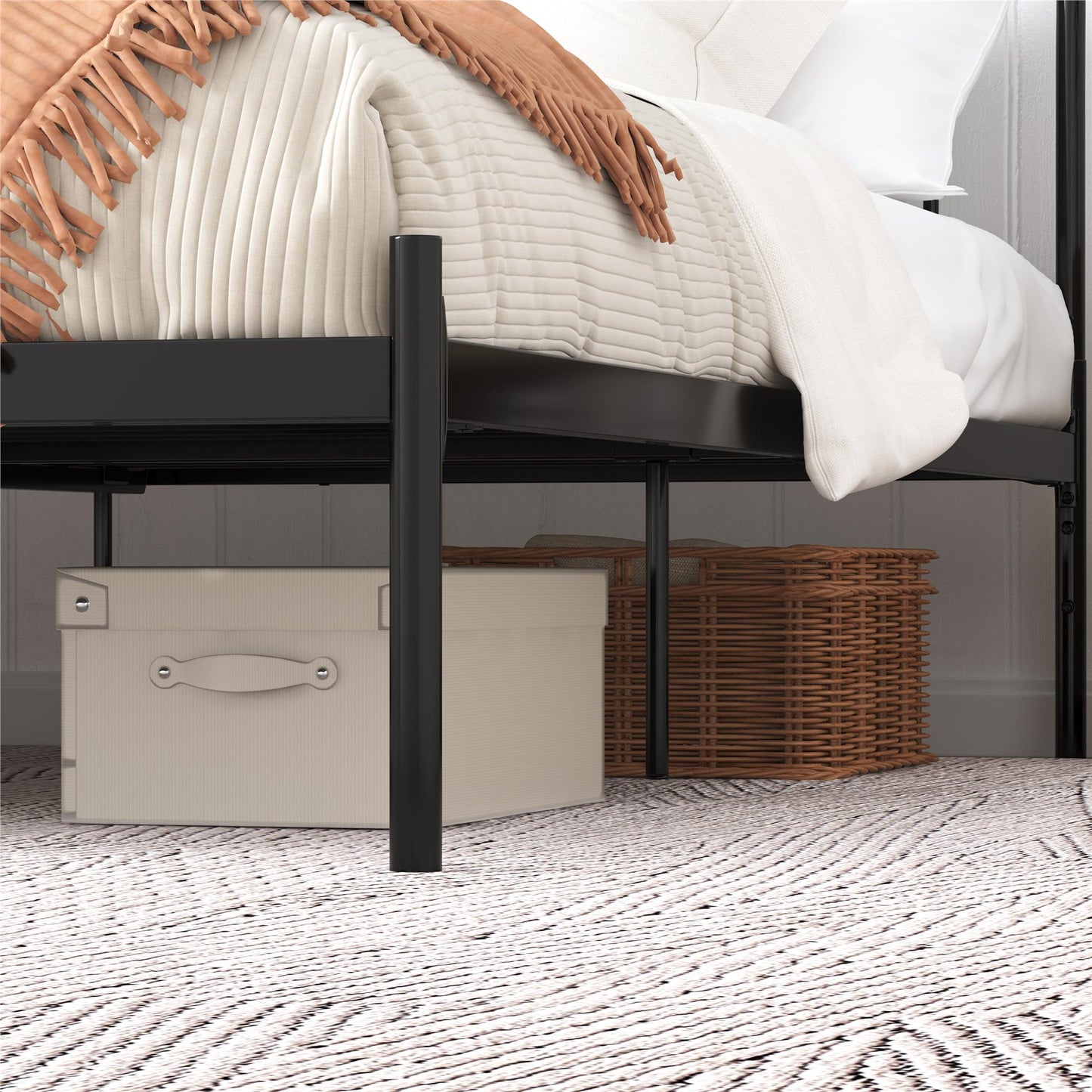 DHP Narla Metal Platform Bed Frame, King, Black - Black - King