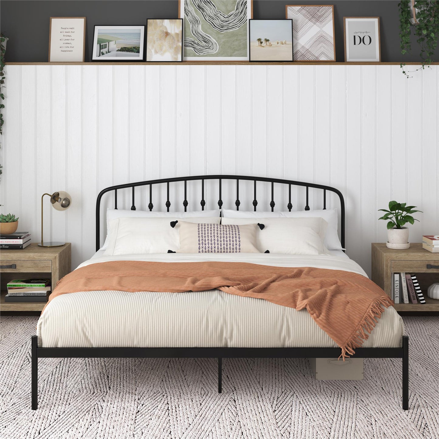 DHP Narla Metal Platform Bed Frame, King, Black - Black - King