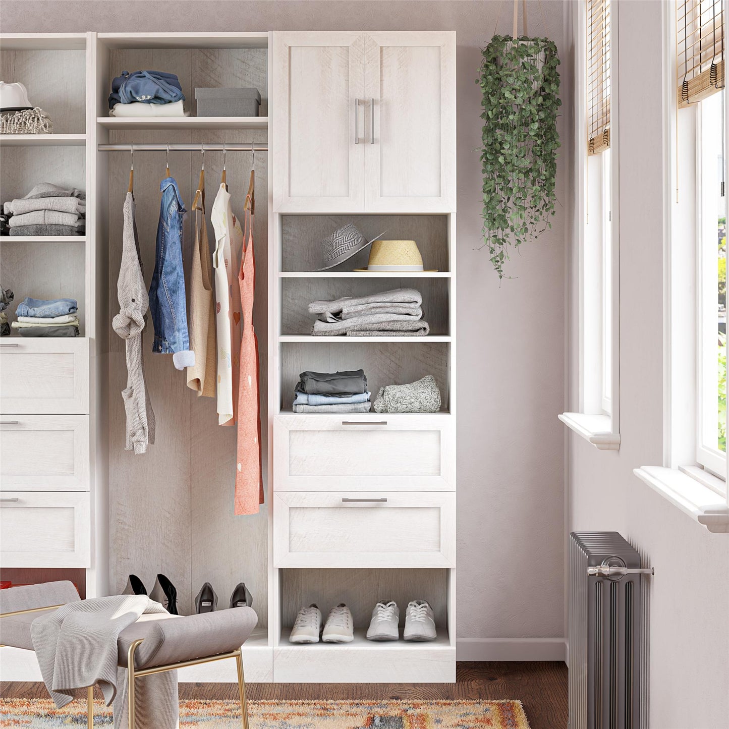 Elba 2 Door 2 Drawer Modular Closest Unit - Ivory Oak