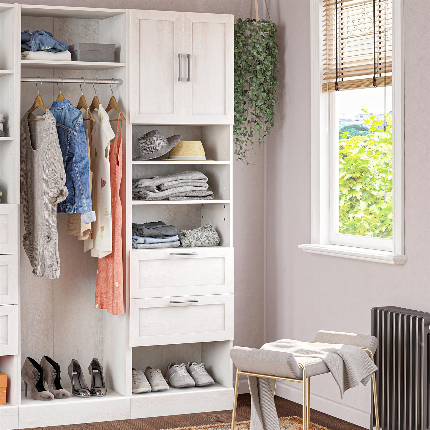 Elba 2 Door 2 Drawer Modular Closest Unit - Ivory Oak