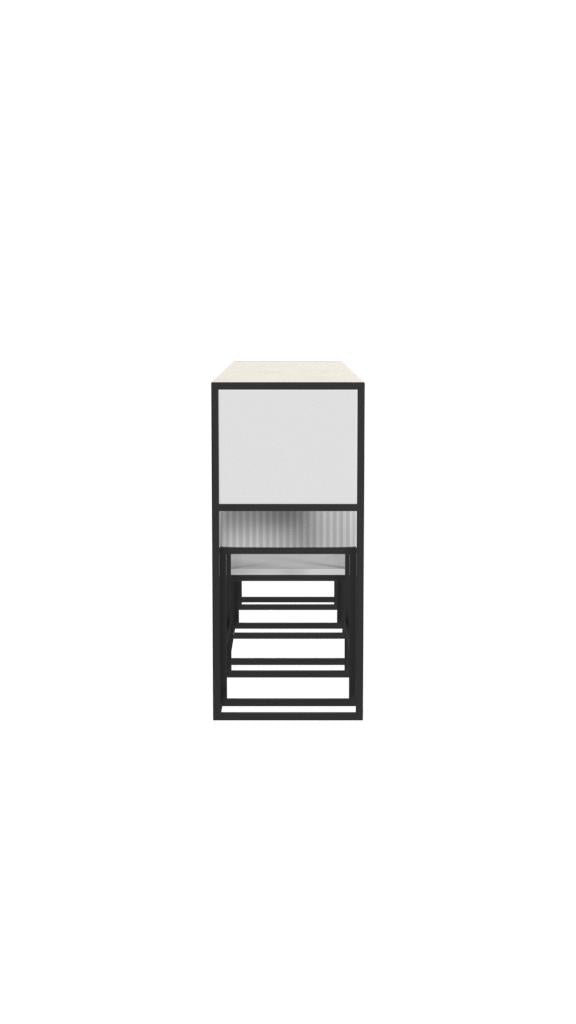 Perry Sofa Table with Stools - White