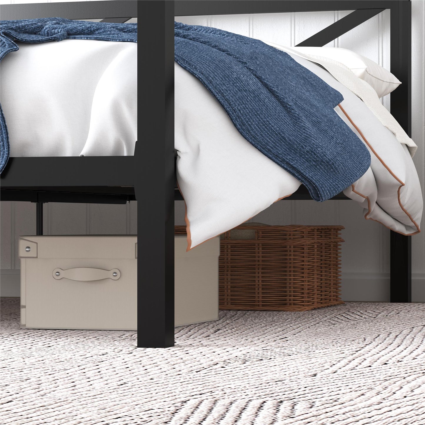 DHP Remna Queen Metal Canopy Bed, Black - Black - Queen