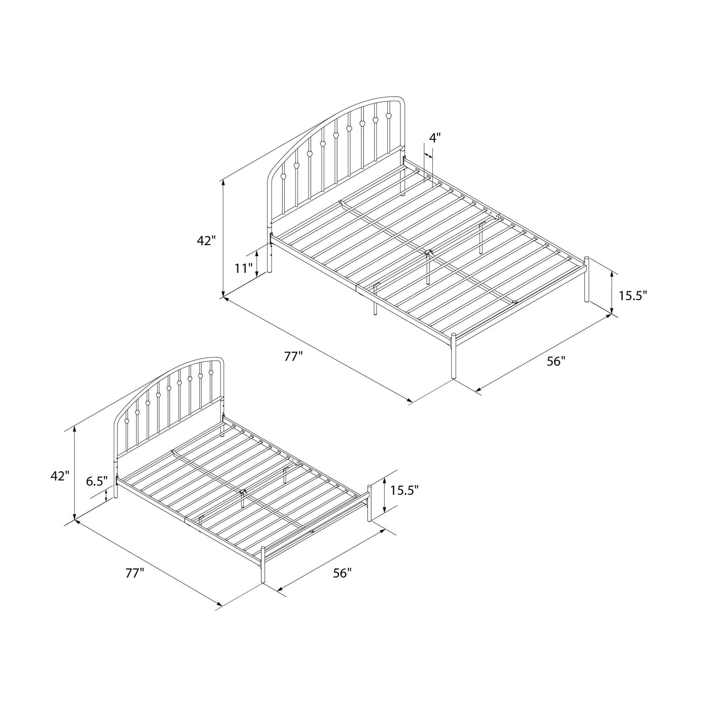 DHP Narla Metal Platform Bed Frame, Full, Black - Black - Full
