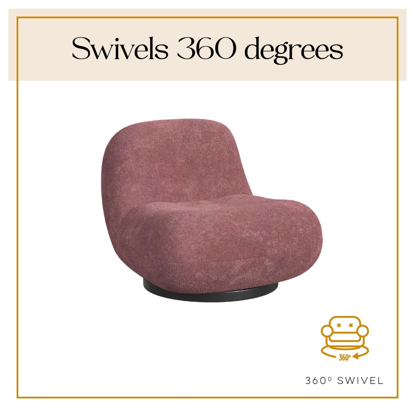 Crosby Boucle Swivel Chair - Berry