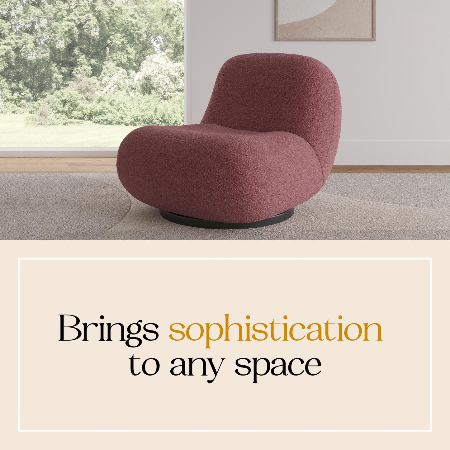 Crosby Boucle Swivel Chair - Berry