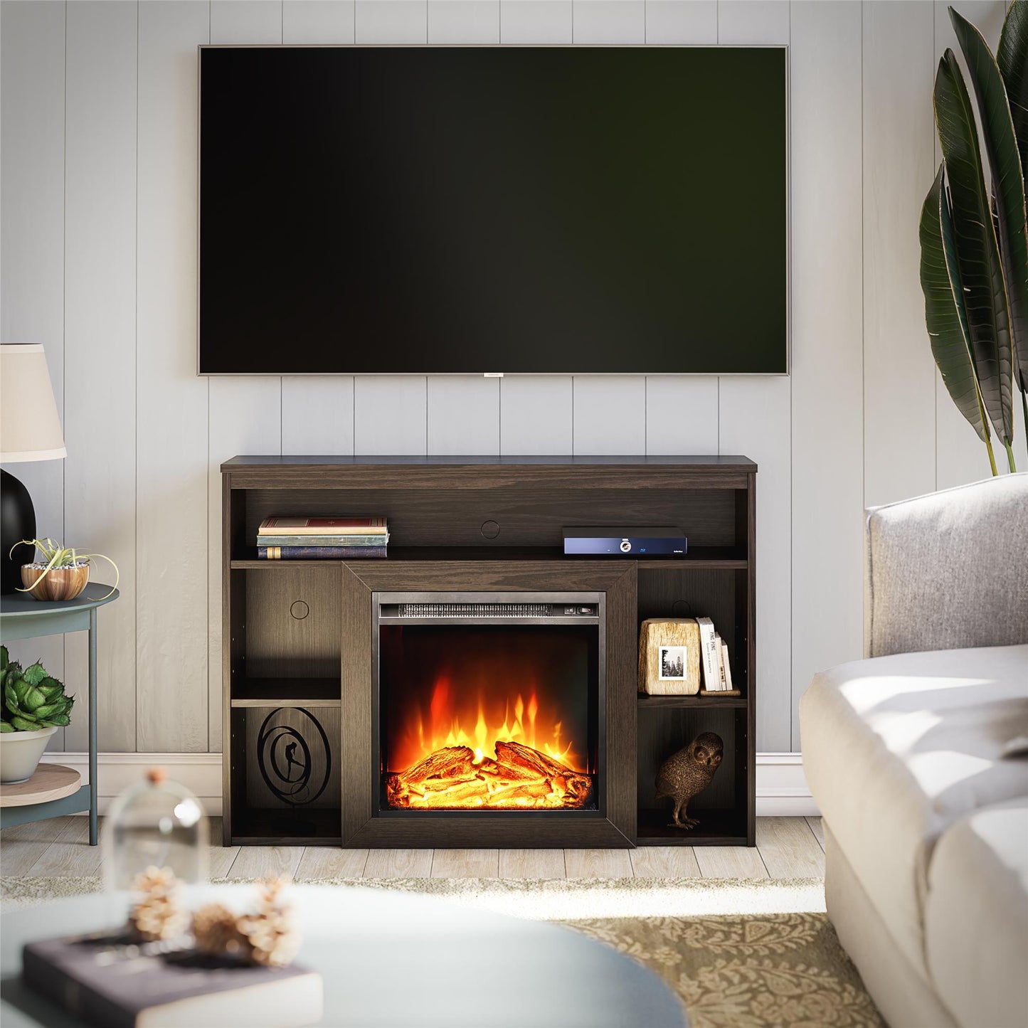 Alwick Mantel with Electric Fireplace - Espresso
